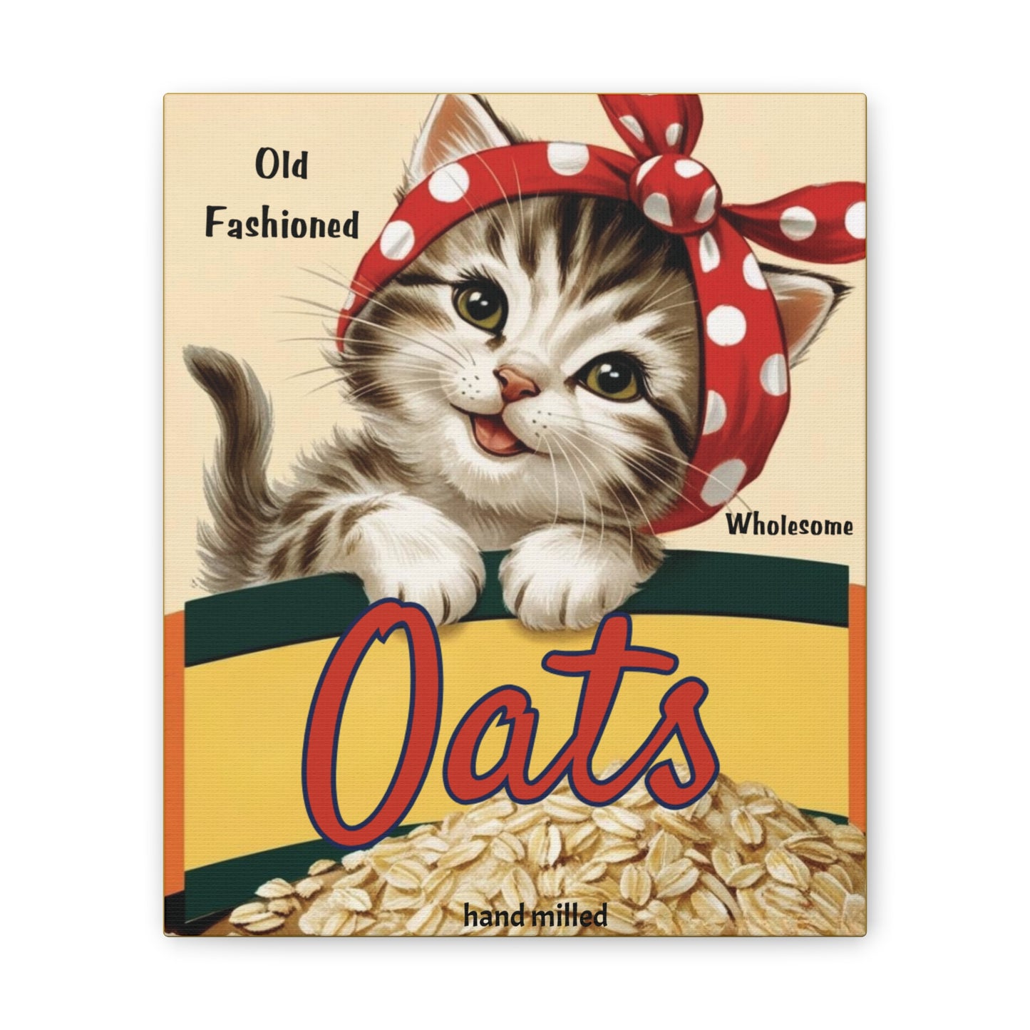 Vintage Style Kitten Oats, Kitschy Kitten Art