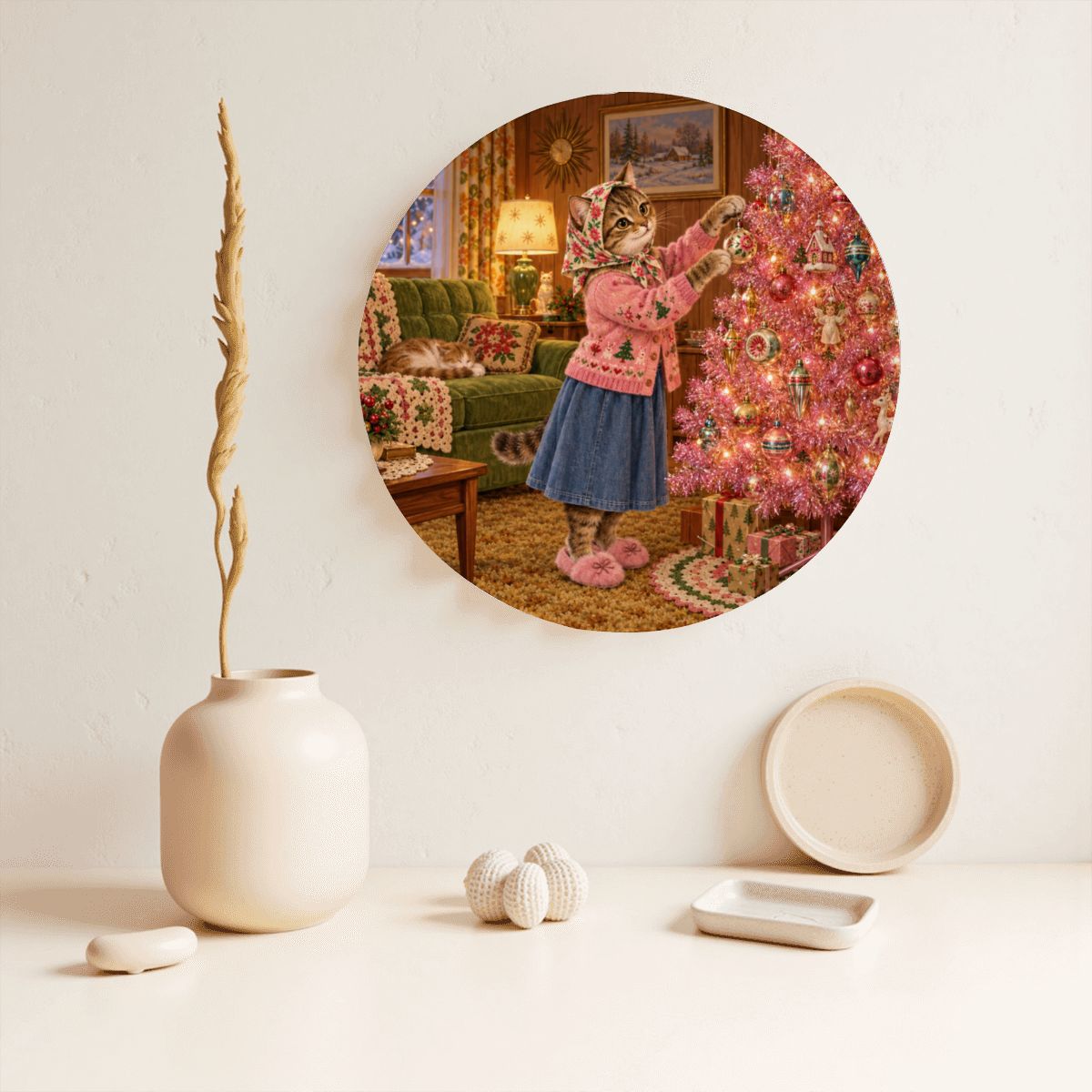 Babushka Cat Decorative Nostalgic Holiday Plate