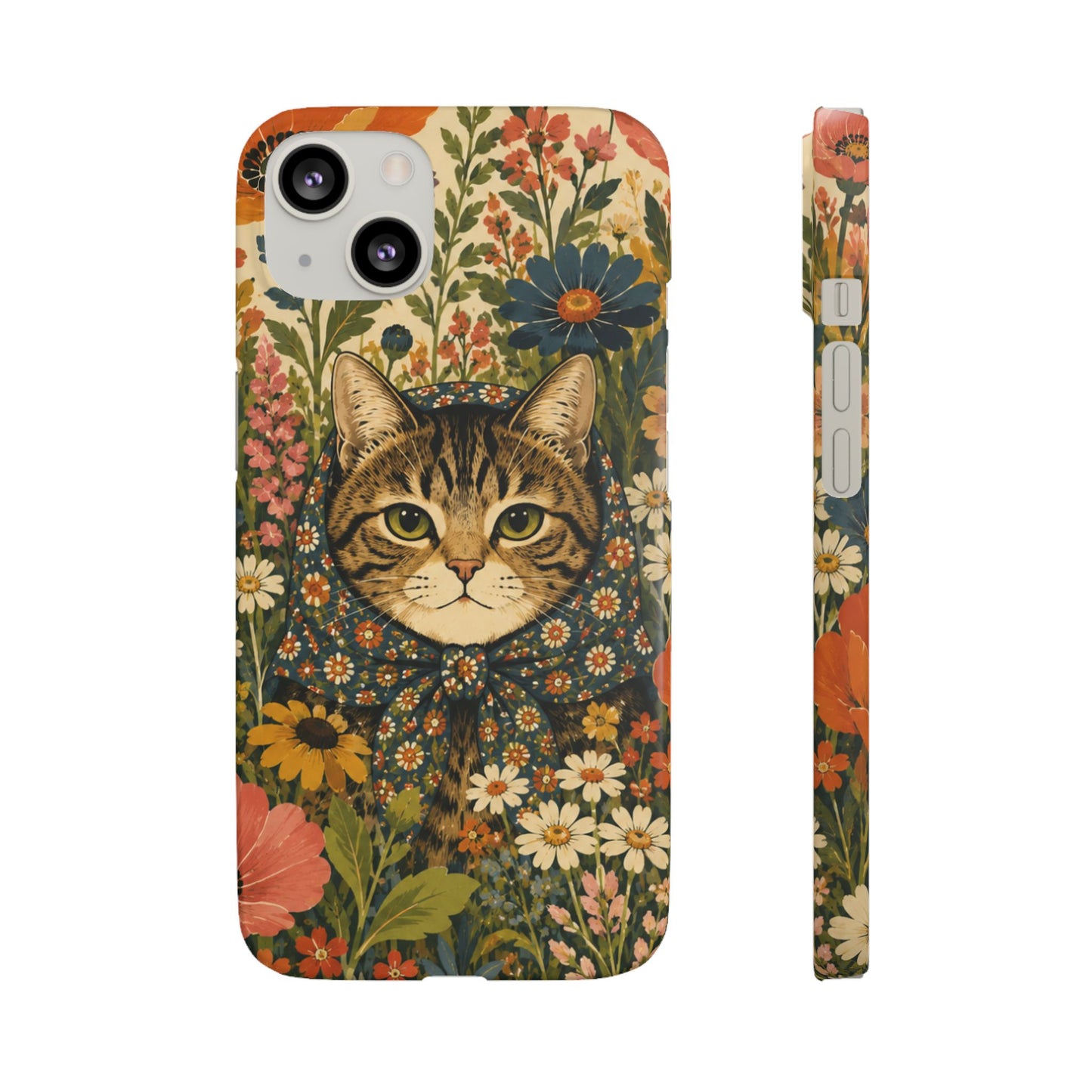 Babushka Cat Peeky Gardens Snap Phone Case