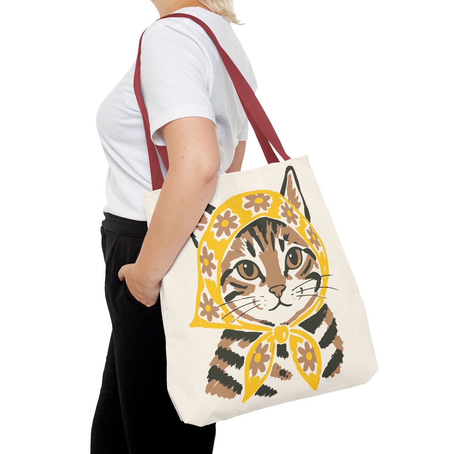 Babushka Cat, Tabby Cat Tote Bag (AOP)