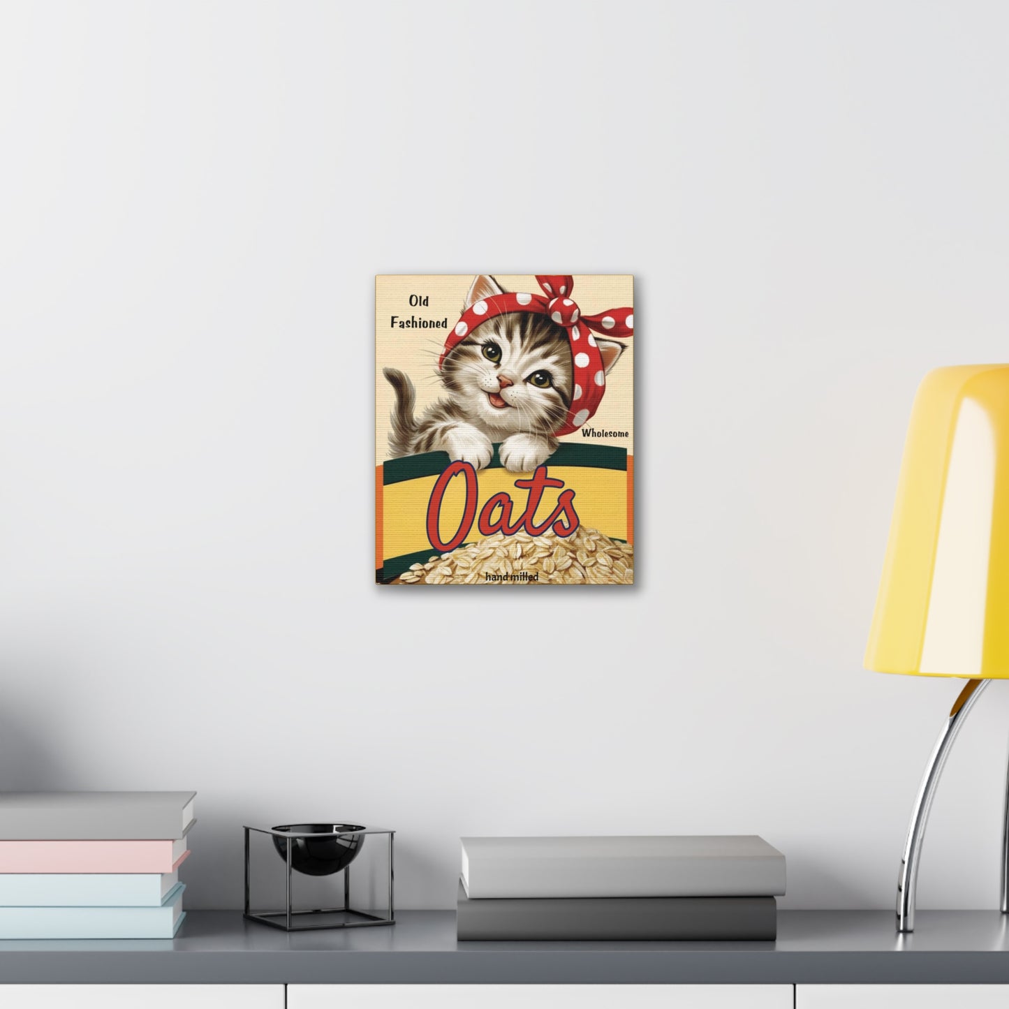 Vintage Style Kitten Oats, Kitschy Kitten Art