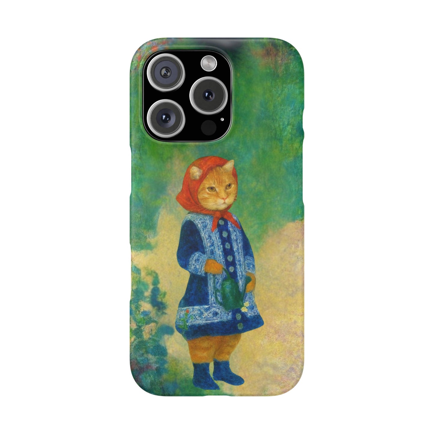 Babushka Cat With a Watering Can x Renoir Funny Art  Slim Phone Case