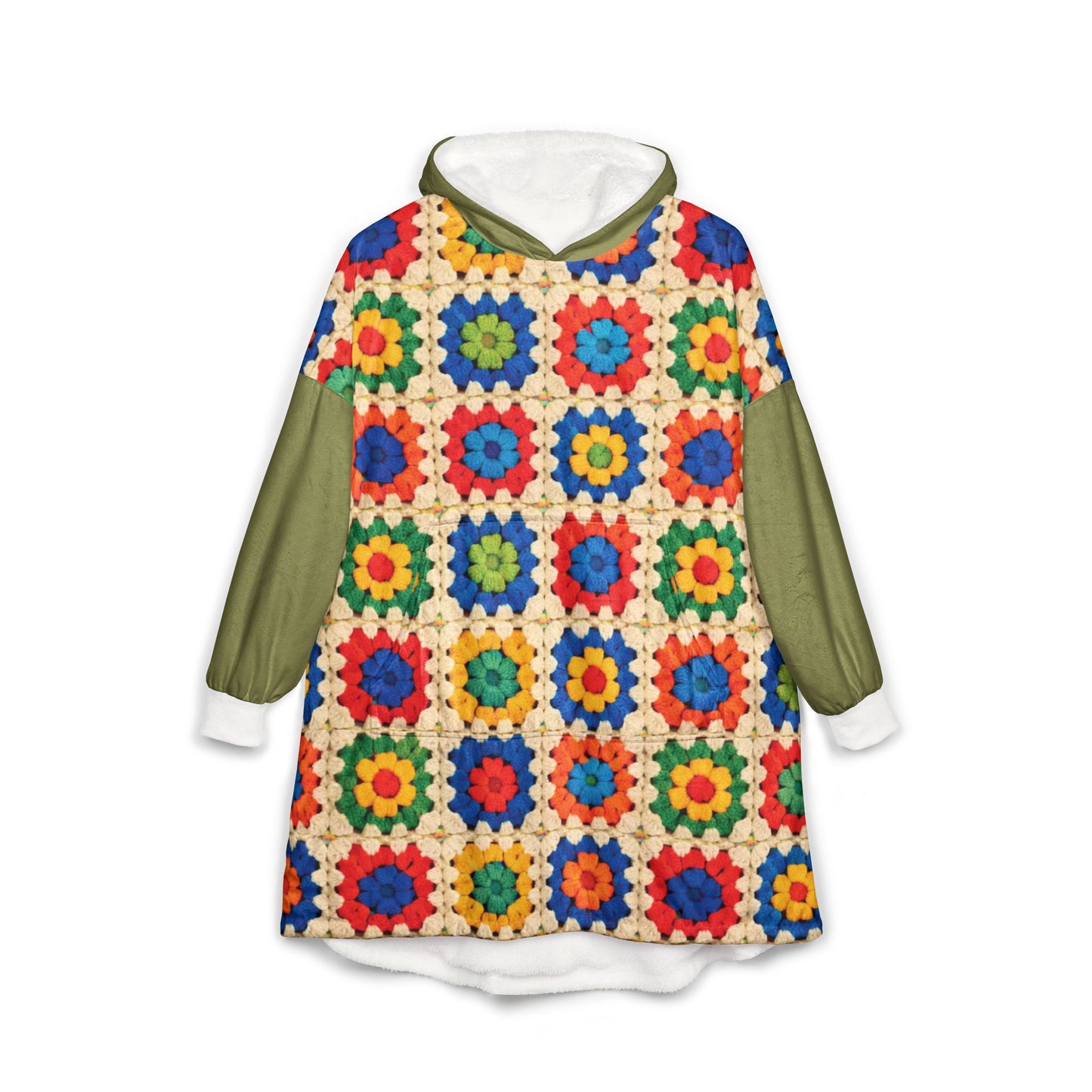 Granny Square Look Unisex Cozy Hooded Blanket