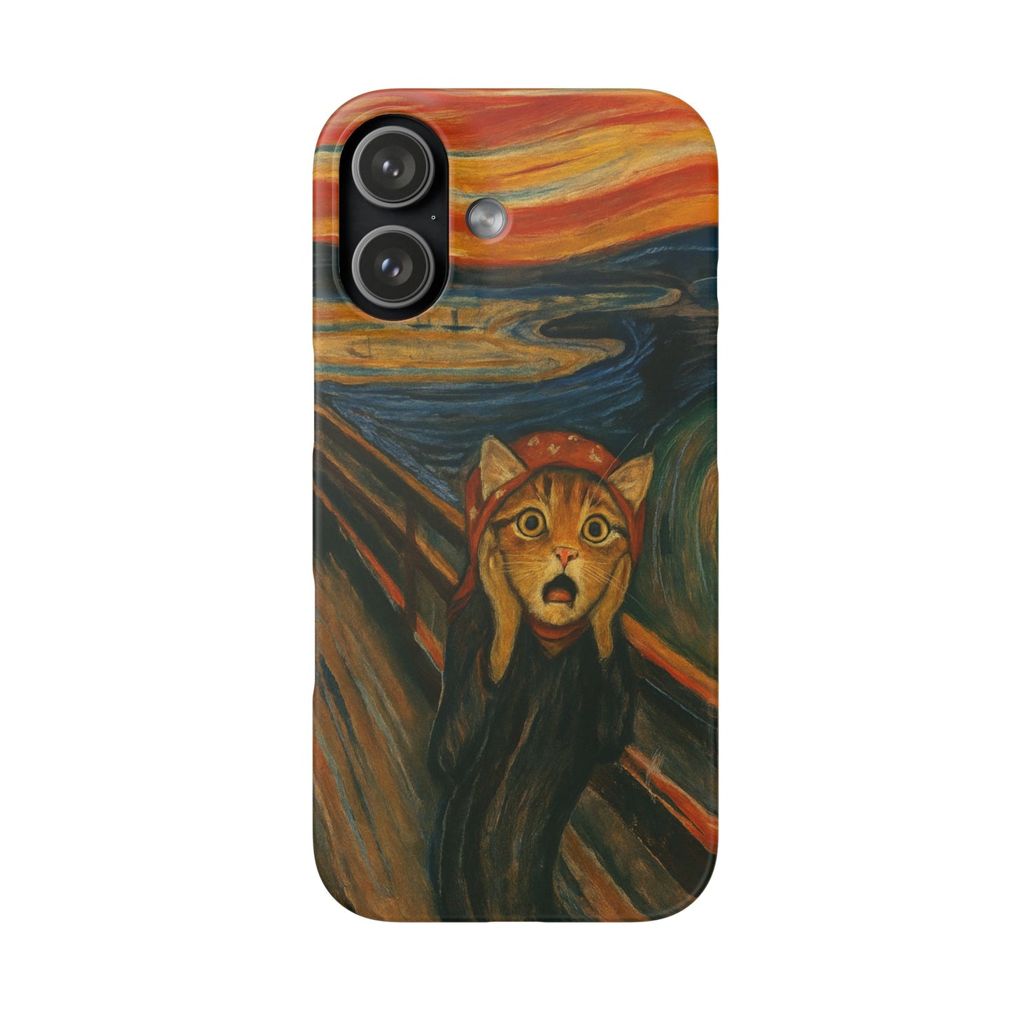 Babushka Cat x Edvard Munch The Scream Parody Art Snap Case