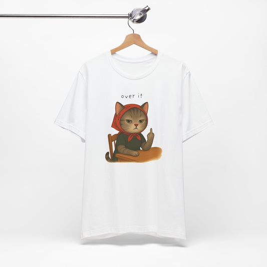 Snarky Cat Lover Unisex Tee, Middle Finger Graphic Shirt, Funny Cat Owner Gift, Short Sleeve T-Shirt, Sarcastic Cat T-Shirt, Cat Mom Dad