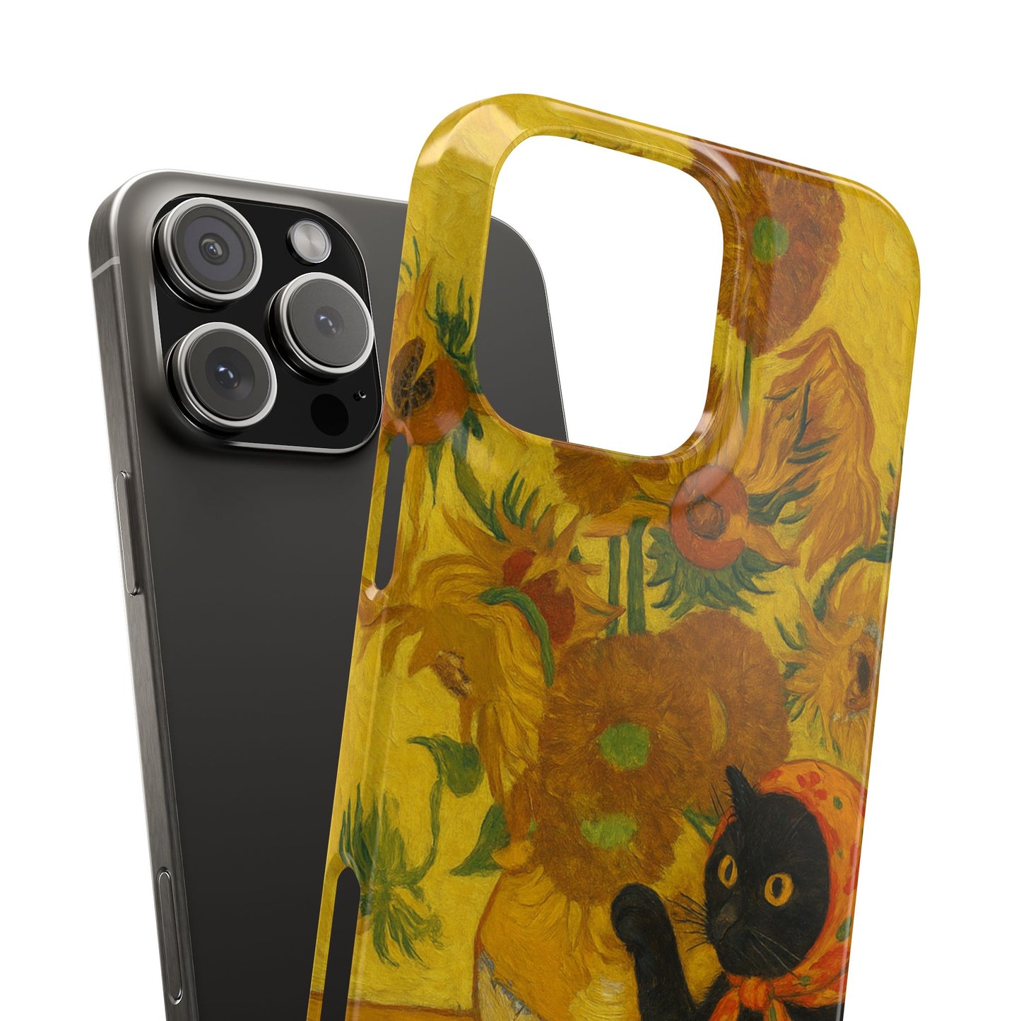 Babushka Cat Van Gogh Sunflowers Snap Phone Case