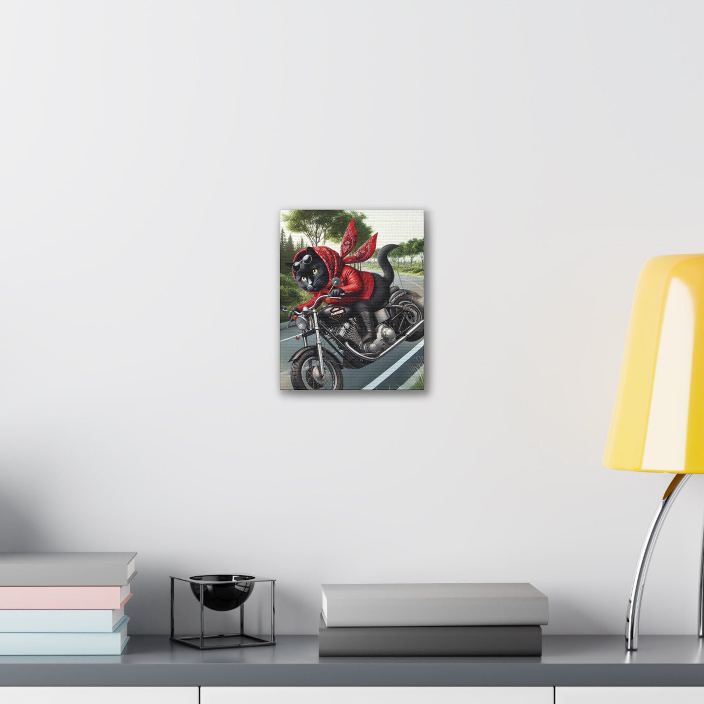 Purrley Maven, Motorcycle Cat, Sassy Kitty Kitschy Cat Art