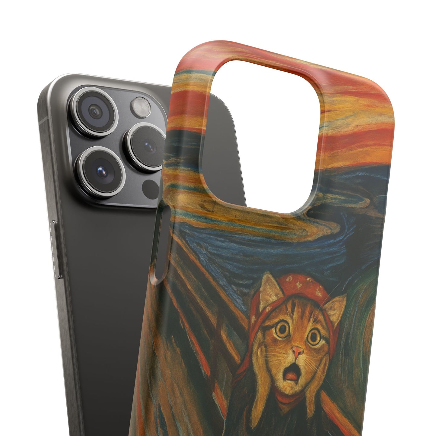 Babushka Cat x Edvard Munch The Scream Parody Art Snap Case