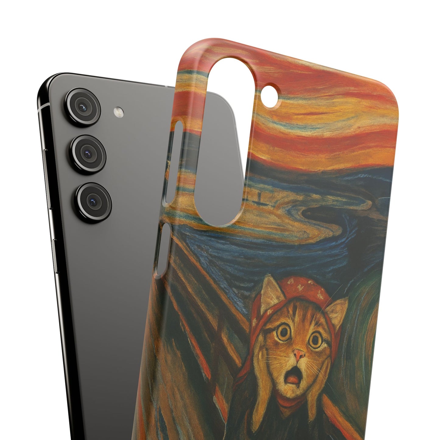 Babushka Cat x Edvard Munch The Scream Parody Art Snap Case