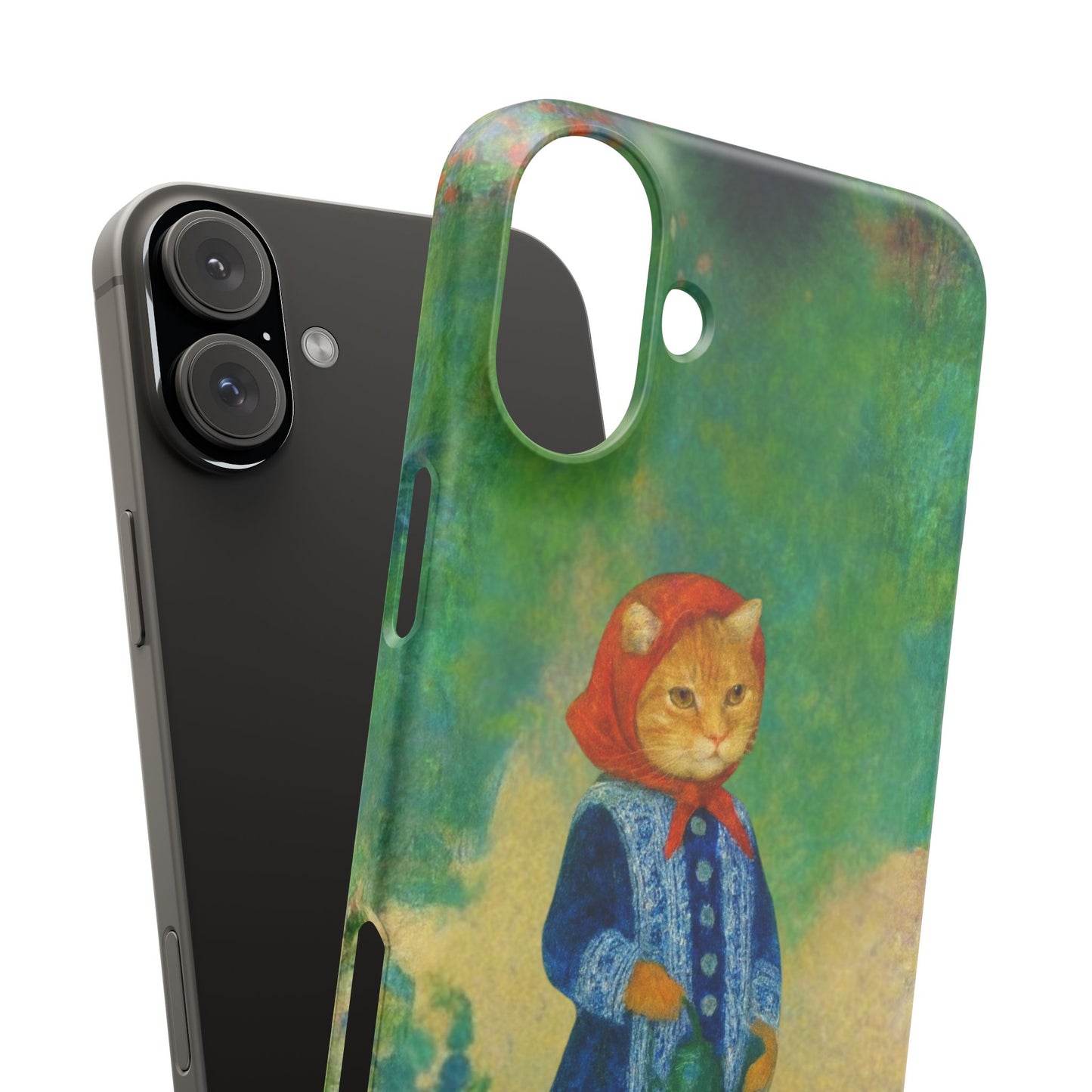 Babushka Cat With a Watering Can x Renoir Funny Art  Slim Phone Case