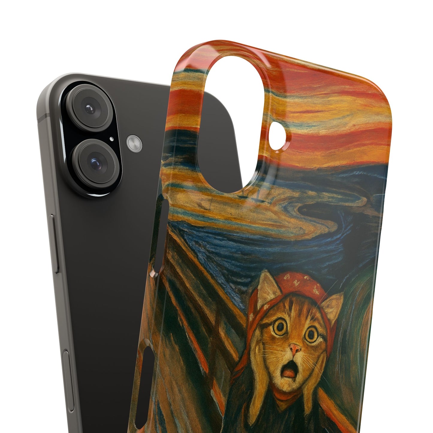Babushka Cat x Edvard Munch The Scream Parody Art Snap Case