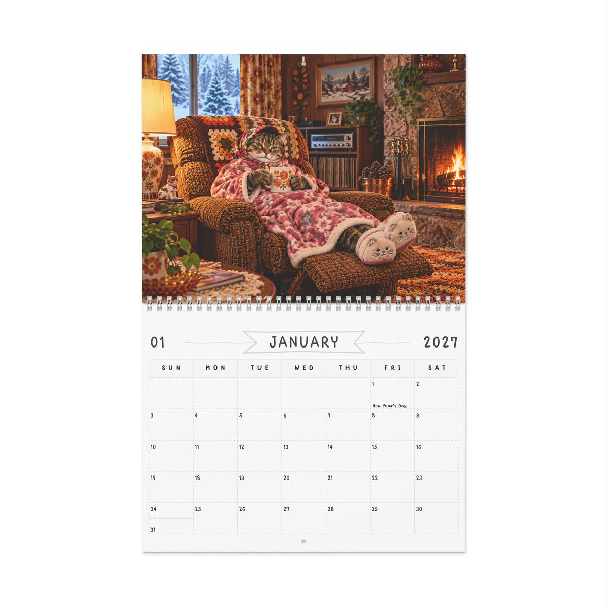 Babushka Cat Scenes (Not memes) 2027 Wall Calendar (2 Sizes)