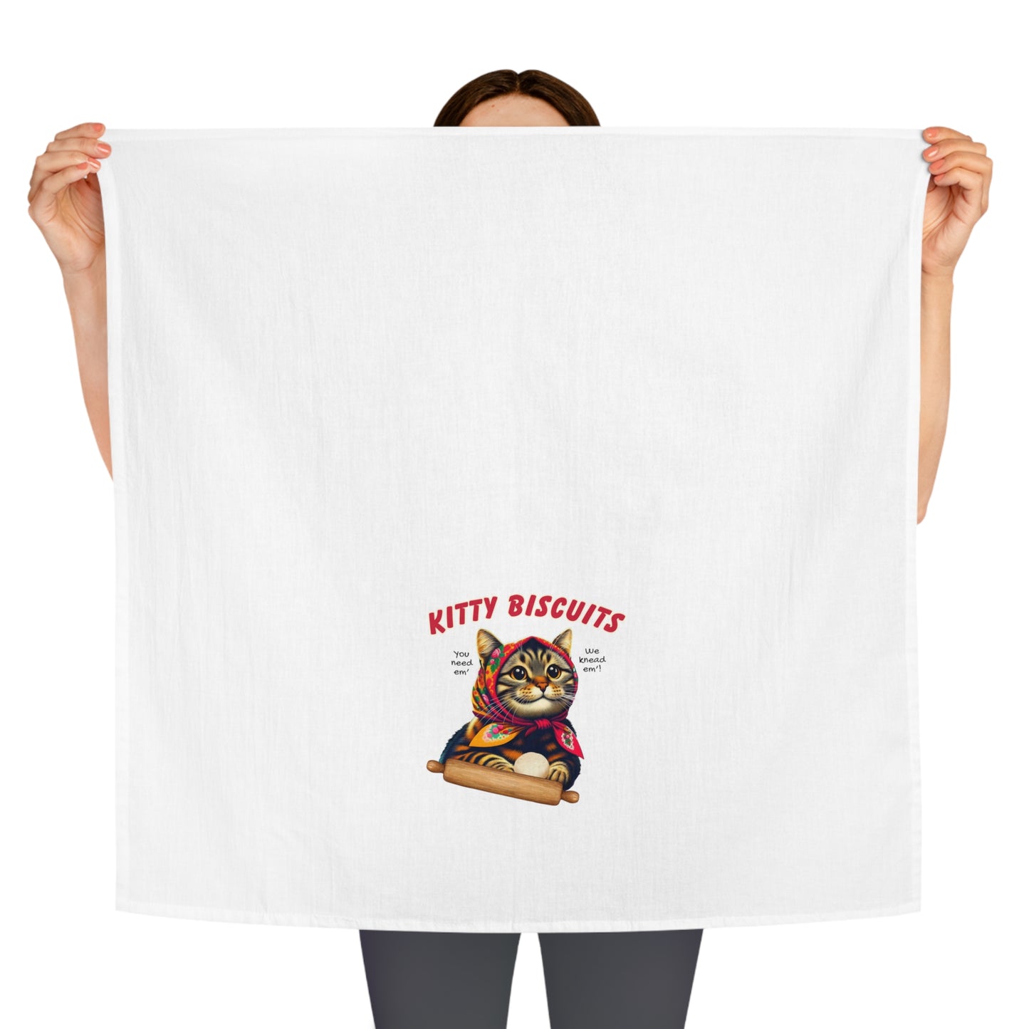 Kitty Biscuits Babushka Pierogi Cat Kitschy Tea Towel