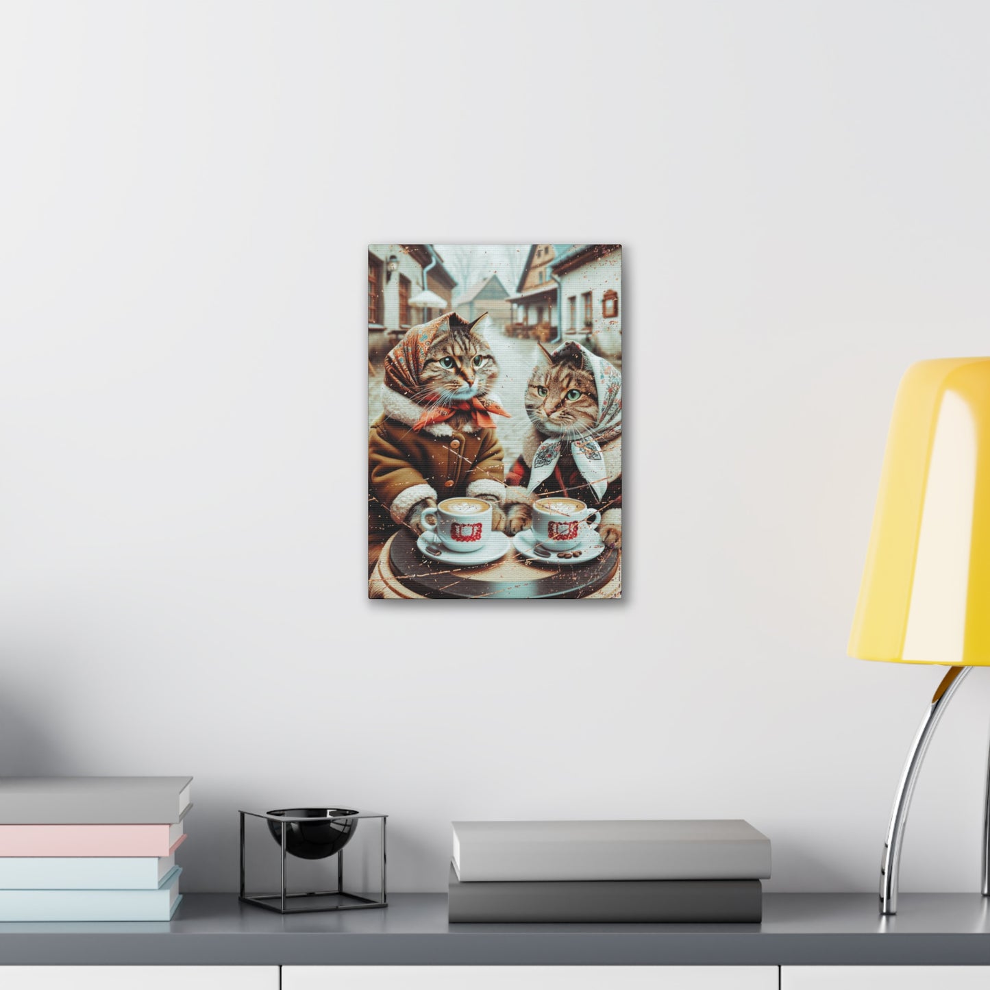 Babushka Cats Coffee Time Wall Art,