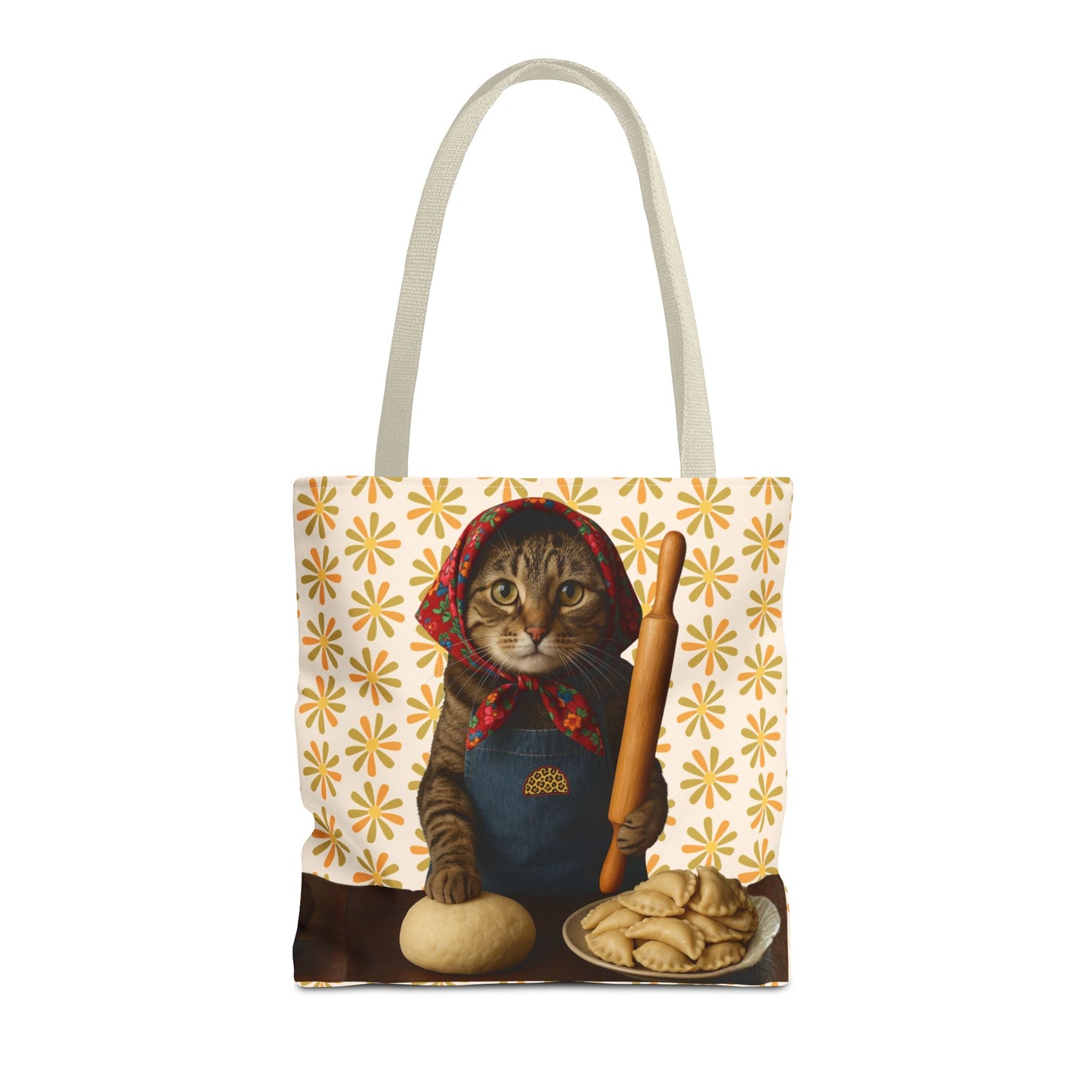 Babushka Cat ™ Adorable Polish Theme Tote Bag (AOP), Pierogi Gifts