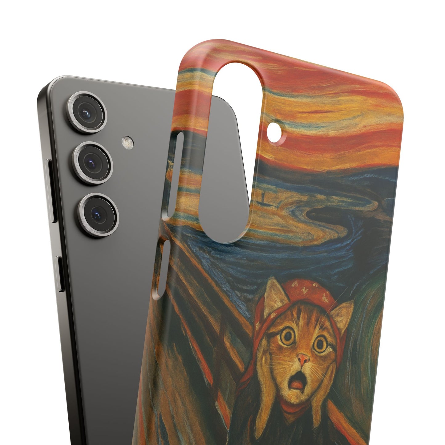 Babushka Cat x Edvard Munch The Scream Parody Art Snap Case