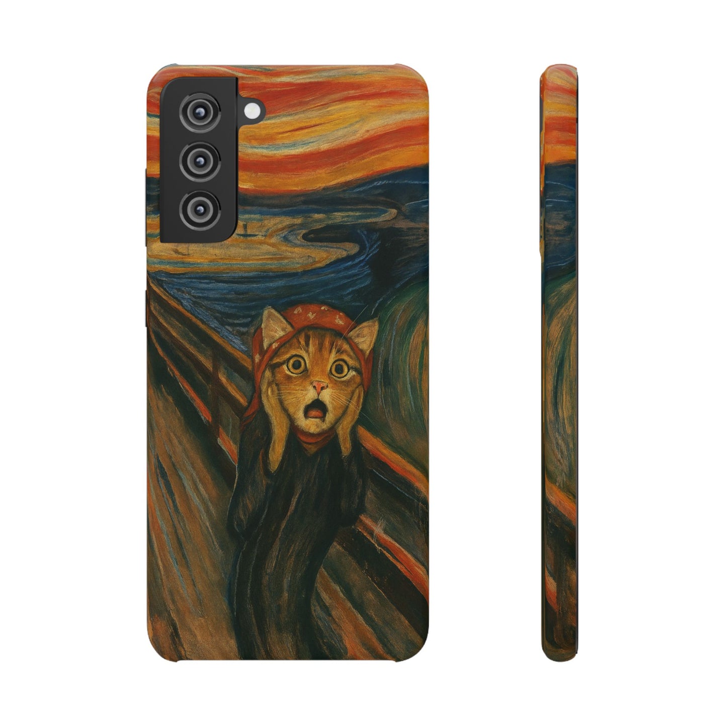 Babushka Cat x Edvard Munch The Scream Parody Art Snap Case