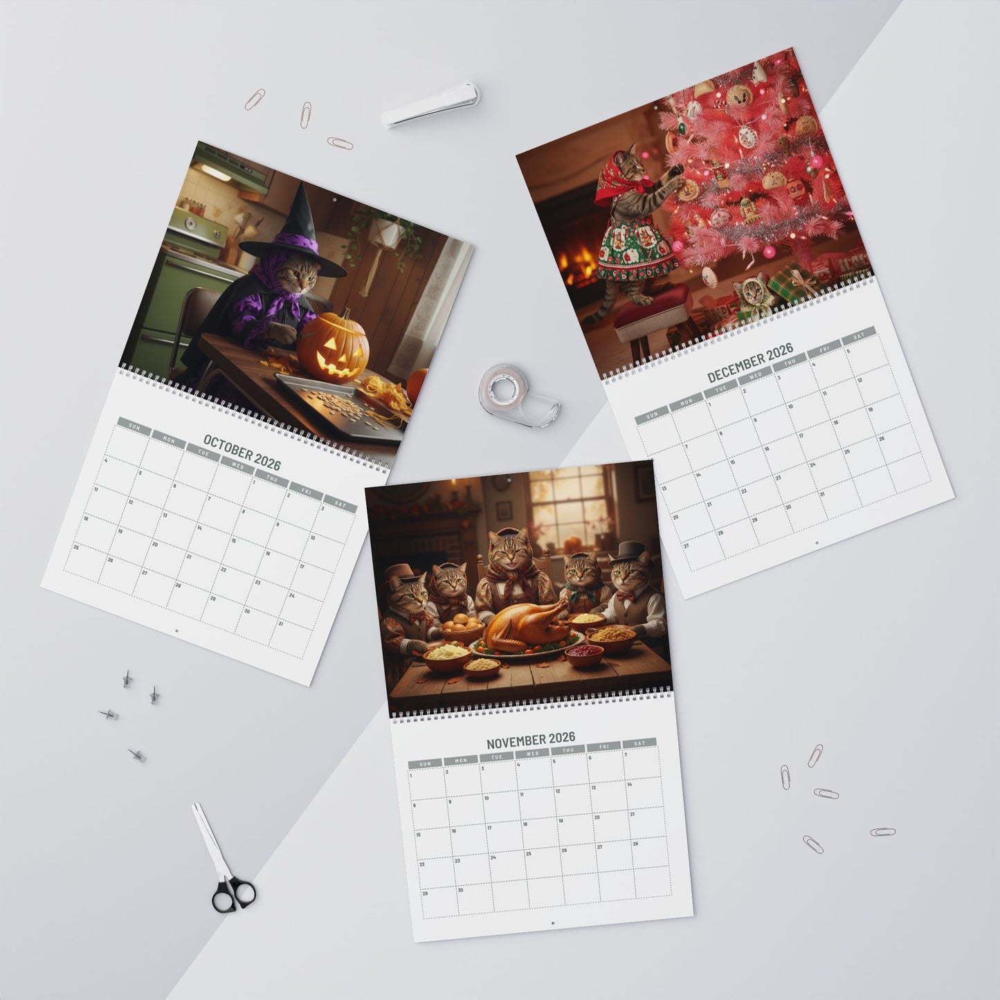 2026 Babushka Cat Wall Calendar-Photorealistic Version