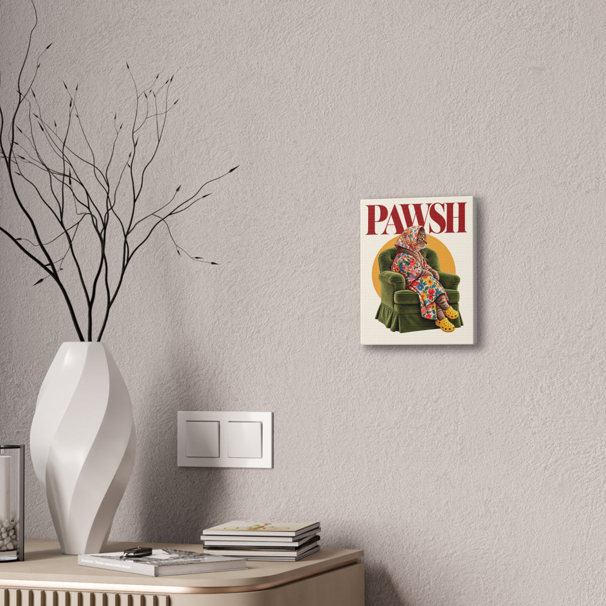 Babushka Cat Pawsh Icon Canvas Wall Art
