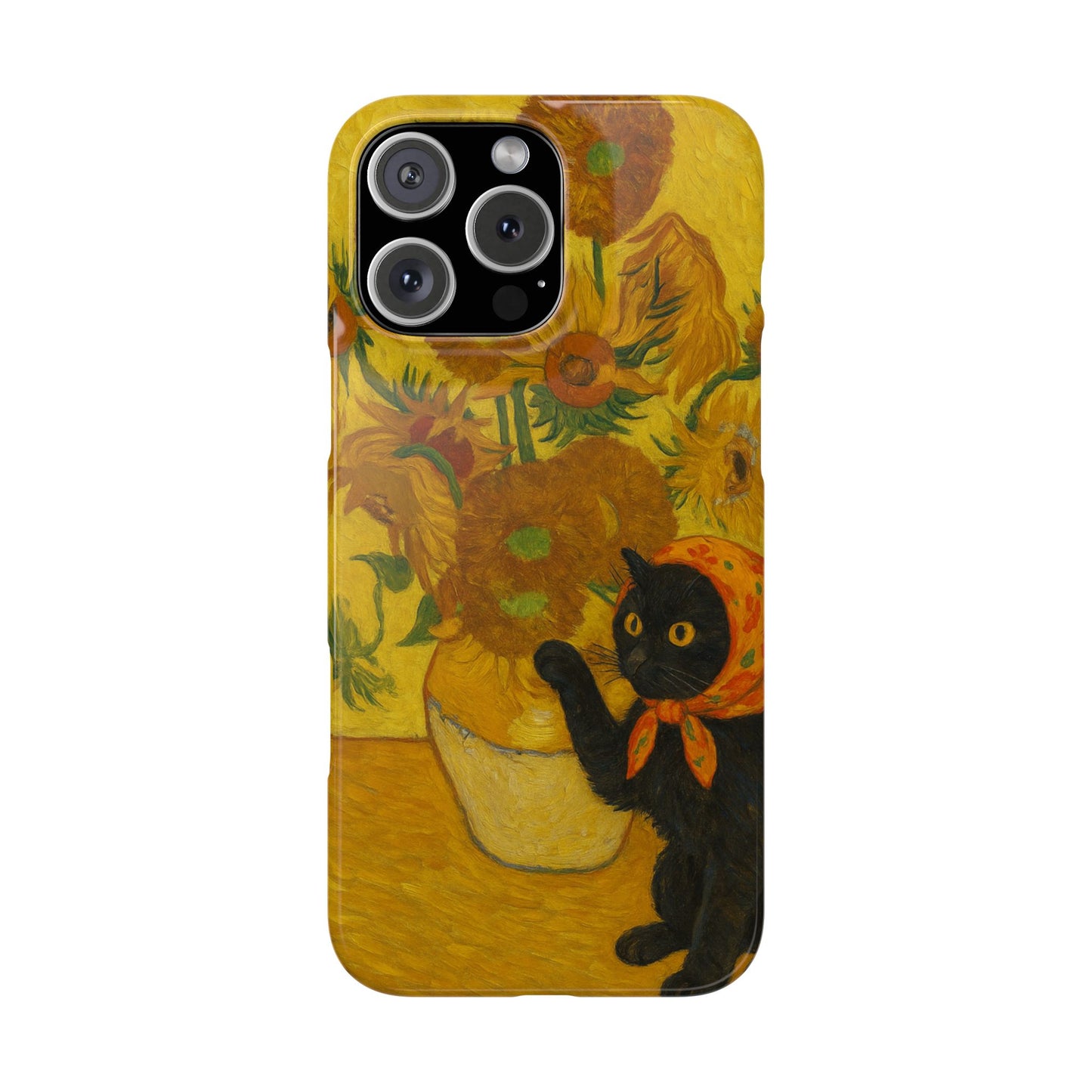 Babushka Cat Van Gogh Sunflowers Snap Phone Case