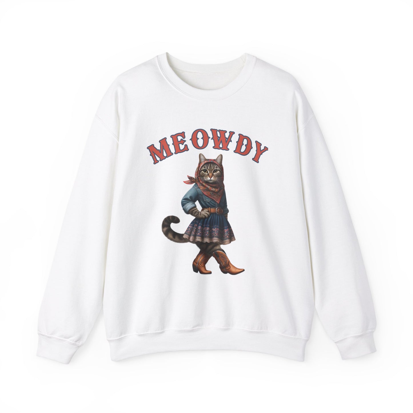 Babushka Cat Goes Country Unisex Heavy Blend™ Crewneck Sweatshirt