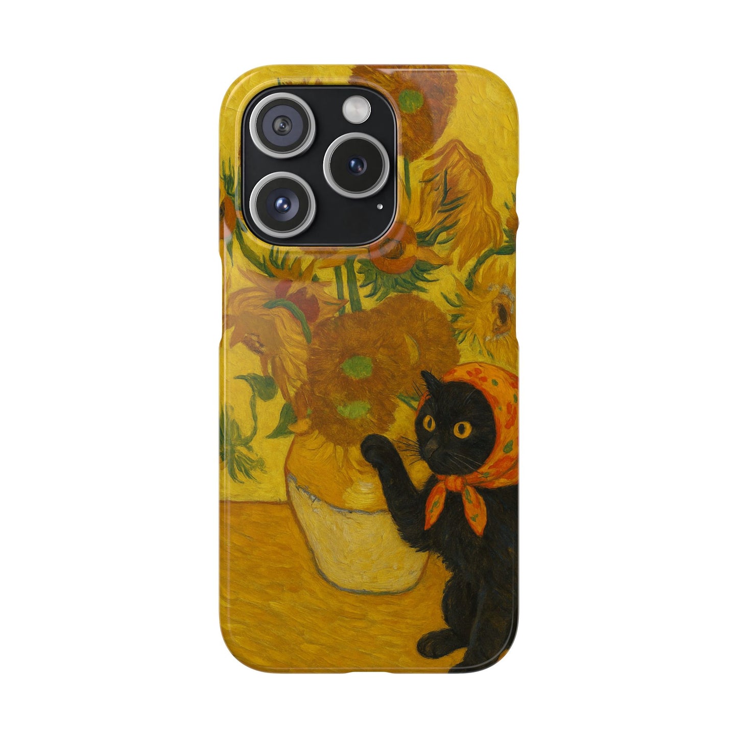 Babushka Cat Van Gogh Sunflowers Snap Phone Case