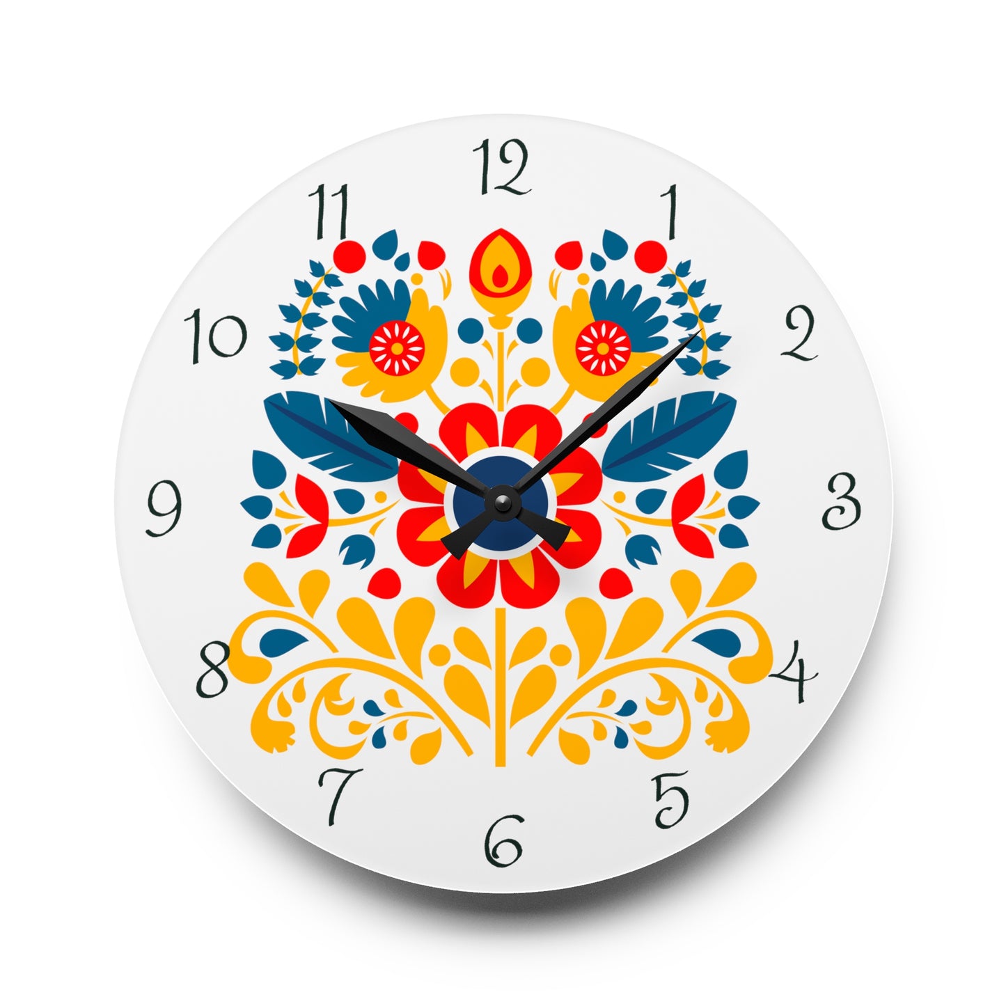 Polish Folk Art, Wycinanki Pattern  Acrylic Wall Clock