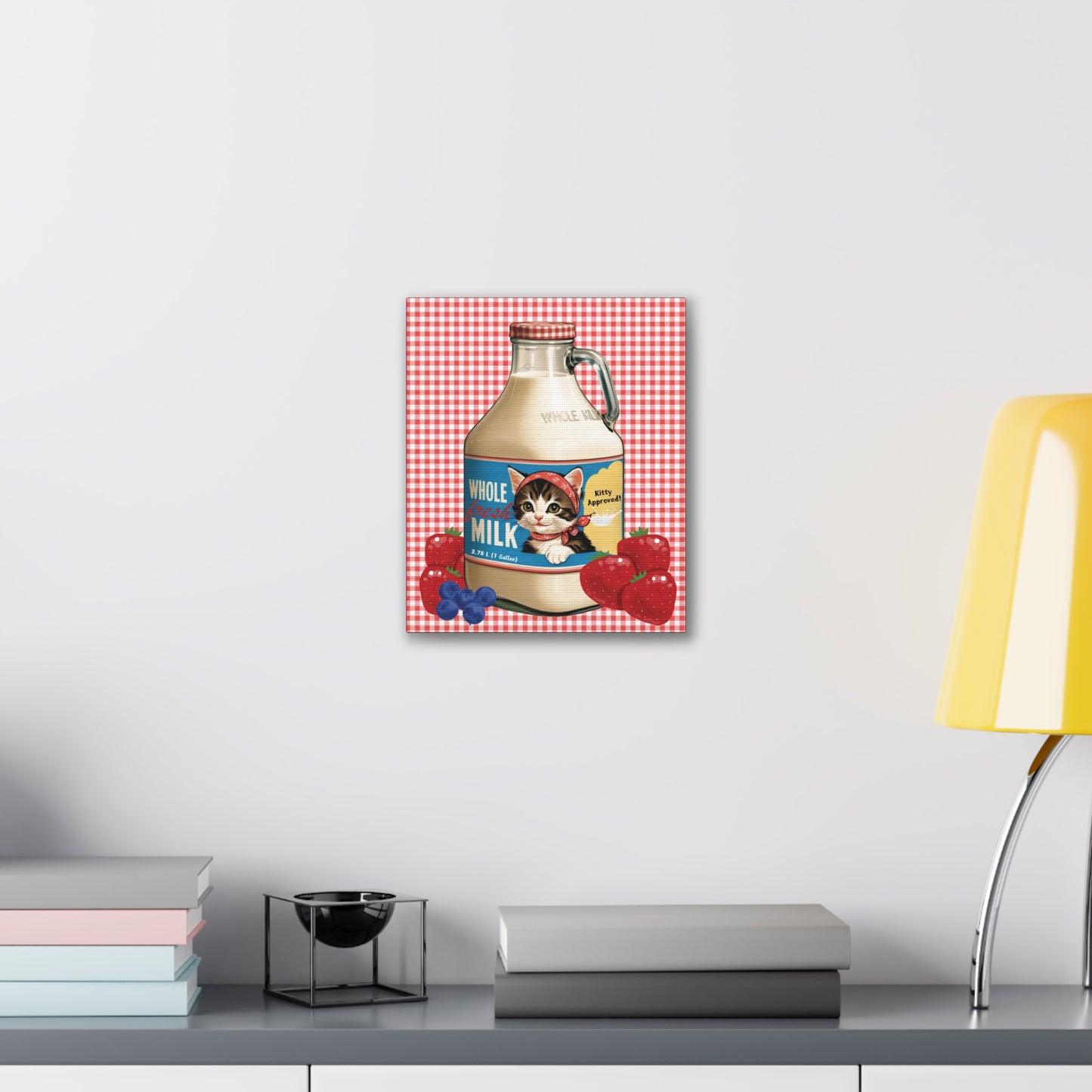 Vintage Style Kitten Milk Art, Babushka Kitten Milk and Berries