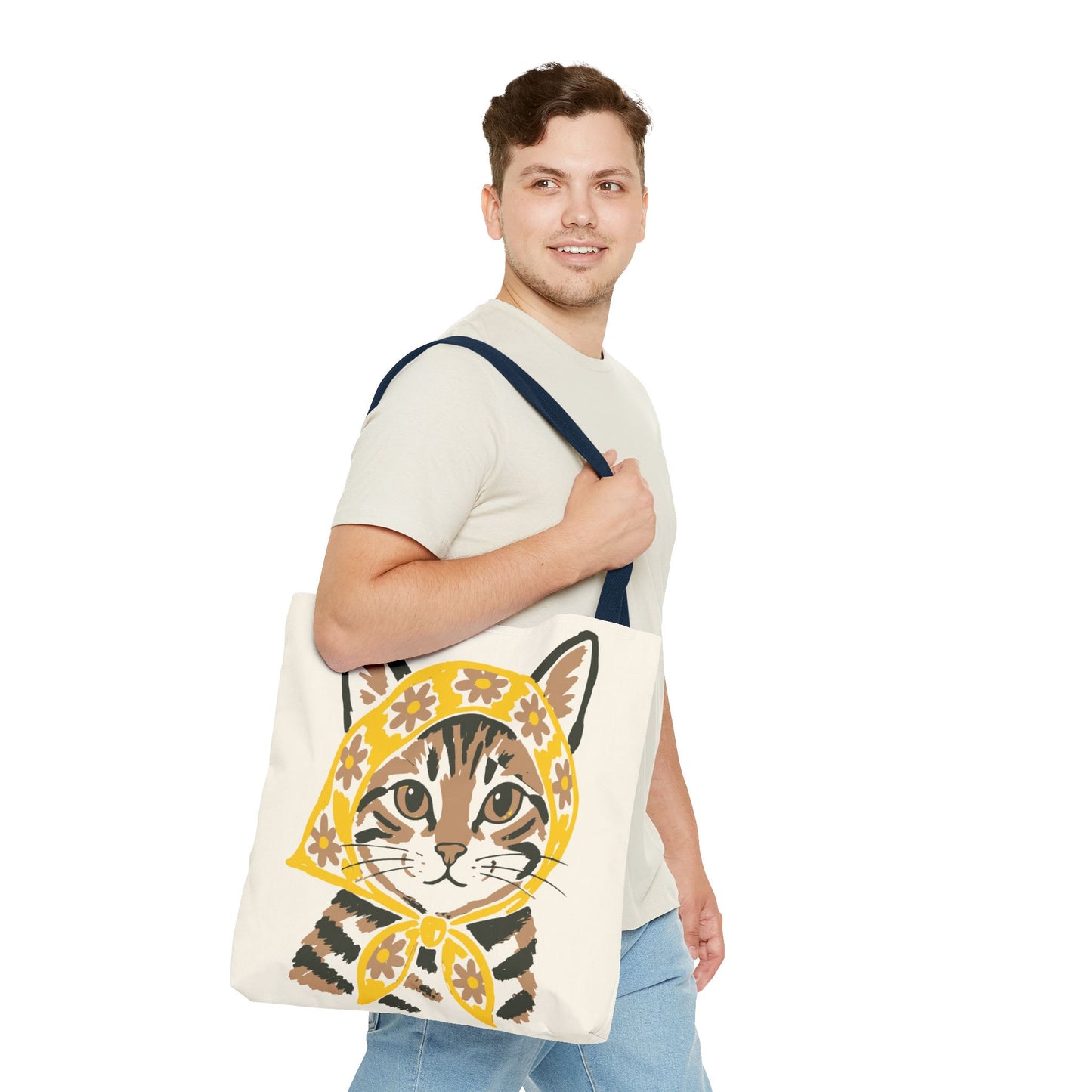 Babushka Cat, Tabby Cat Tote Bag (AOP)
