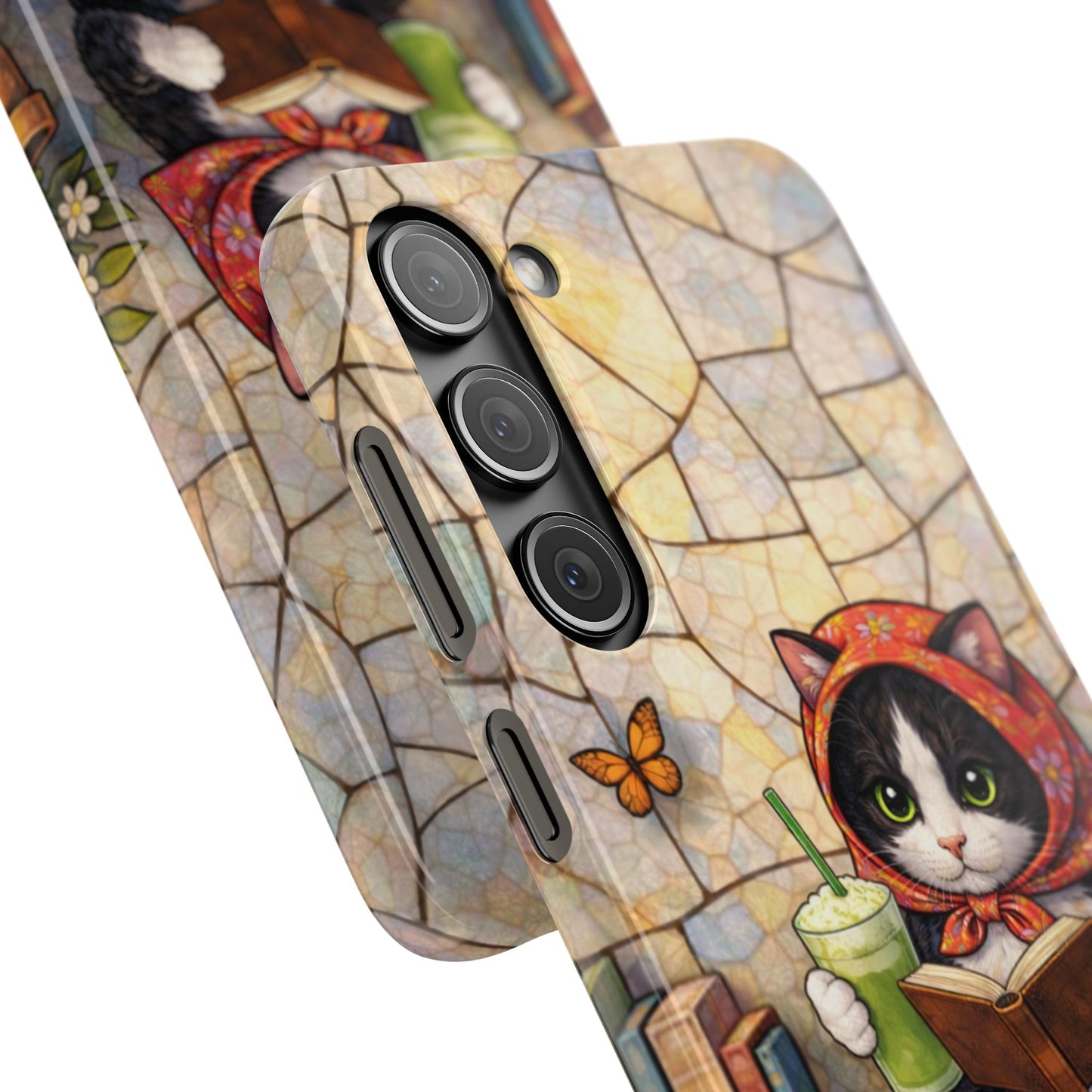 Babushka Cat Reads, Tuxedo Cat Literary Snap Phone Case