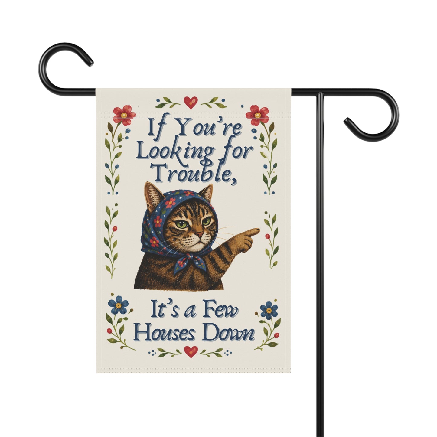 Babushka Cat Garden Flag Humor (no pole)