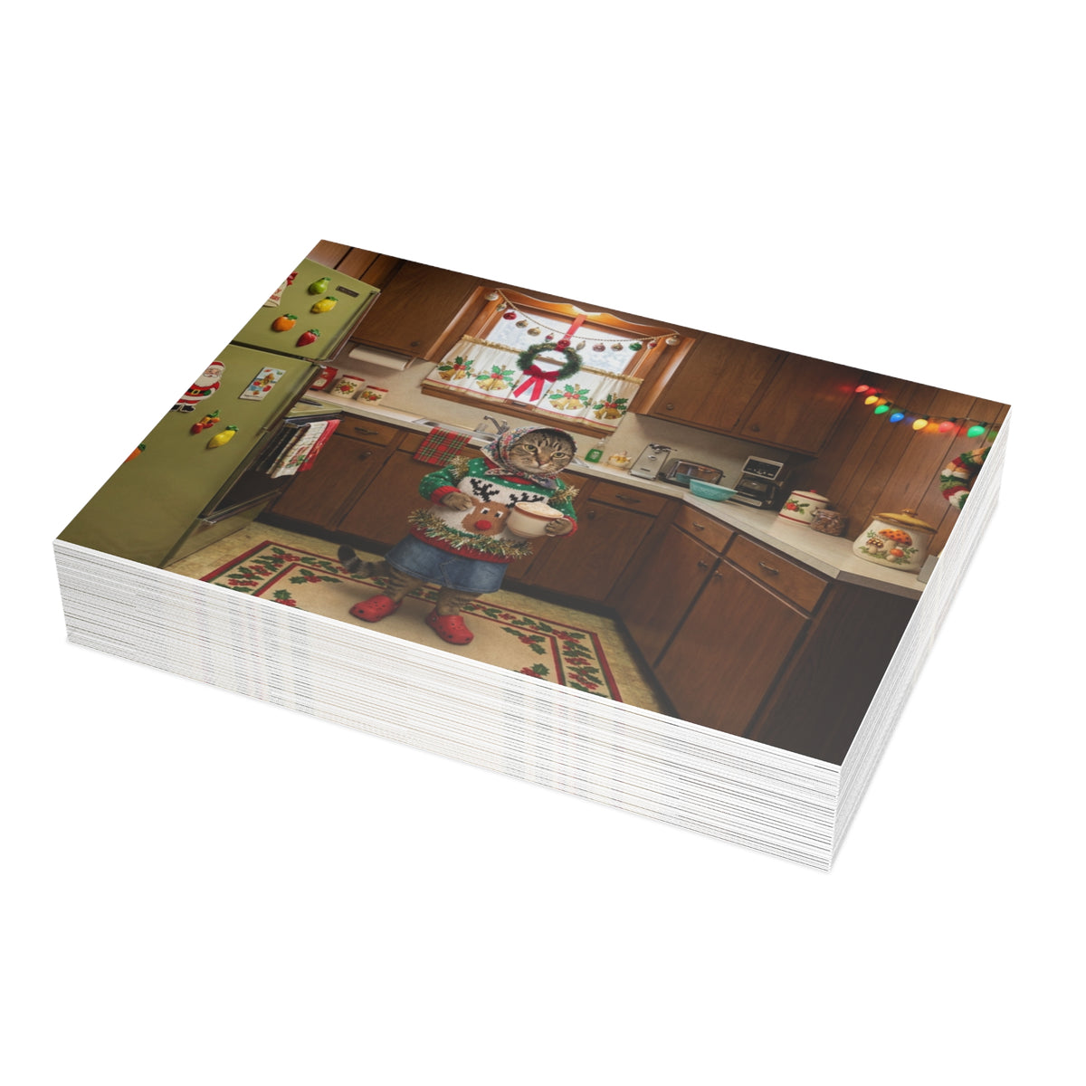 Babushka Cats Chistmas Greeting Cards-Set of 10