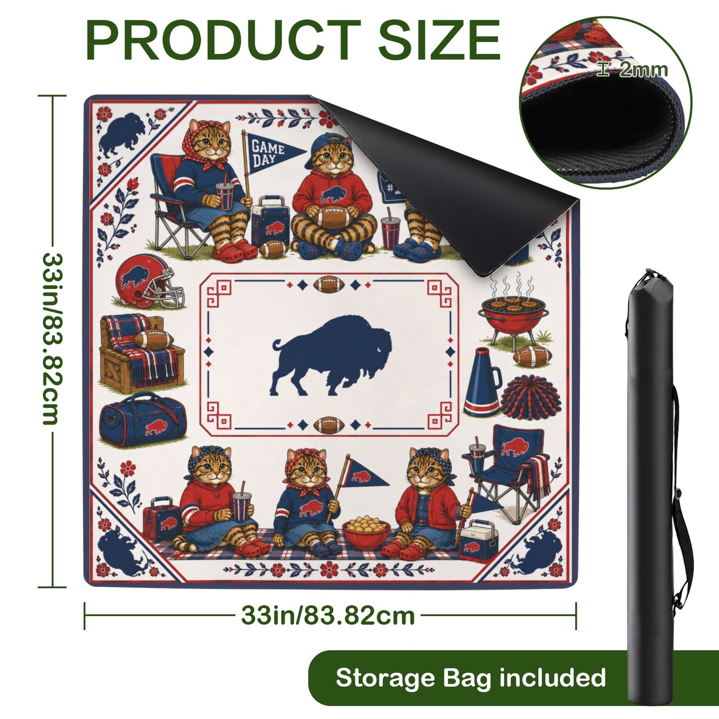 Buffalo Cats Mahjong Game Mat