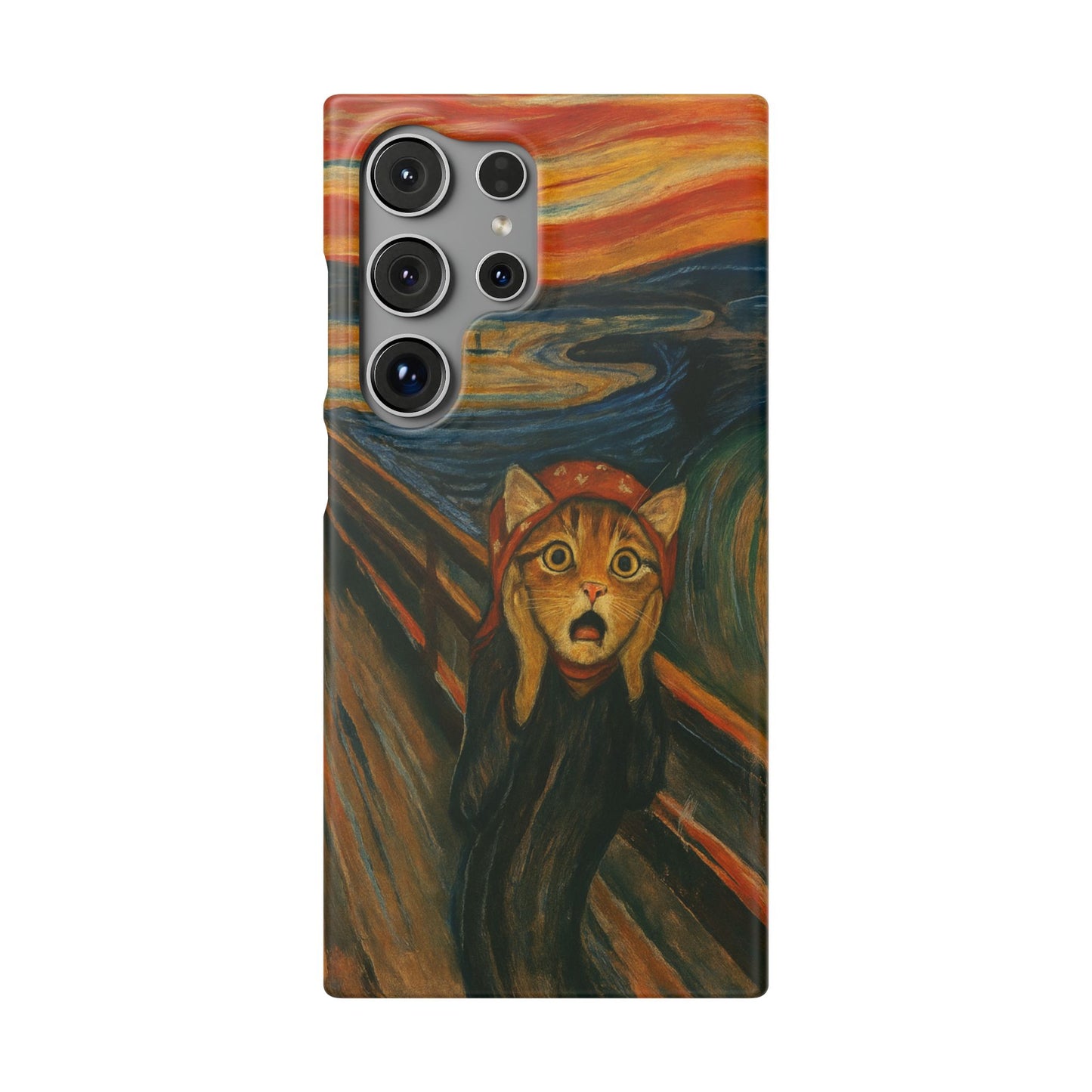 Babushka Cat x Edvard Munch The Scream Parody Art Snap Case