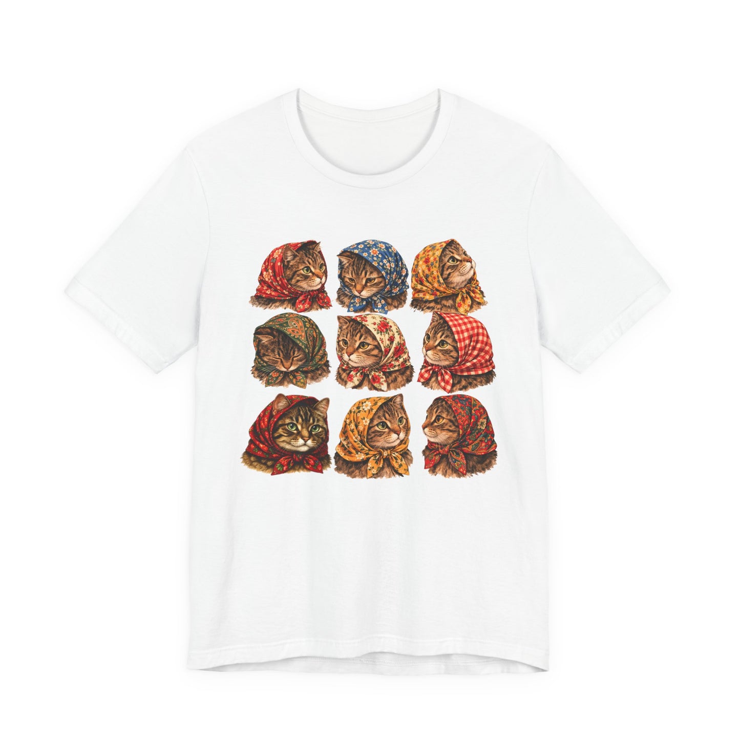 Babushka Cats, Tabby Cats Unisex Jersey Short Sleeve Tee