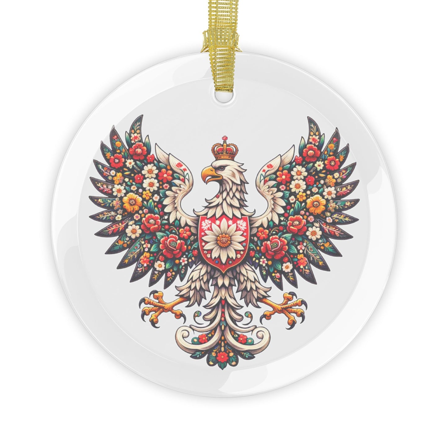 Polish Crest, Polish-Eagle, Folk Art, Glass Ornaments for Polish Pride