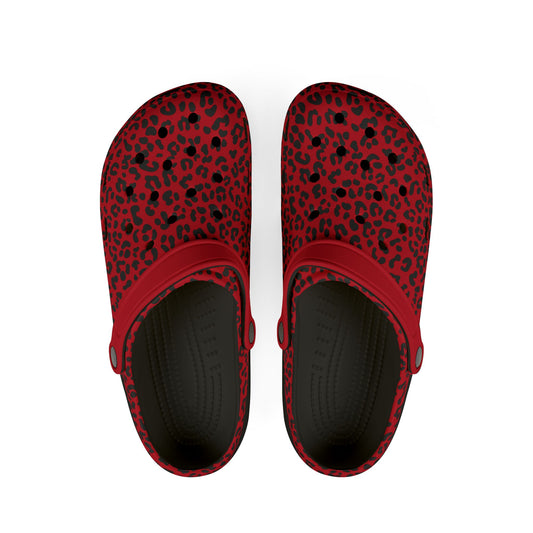 Red and Black Cheetah Granny Gliders EVA Foam Rubber Shoes