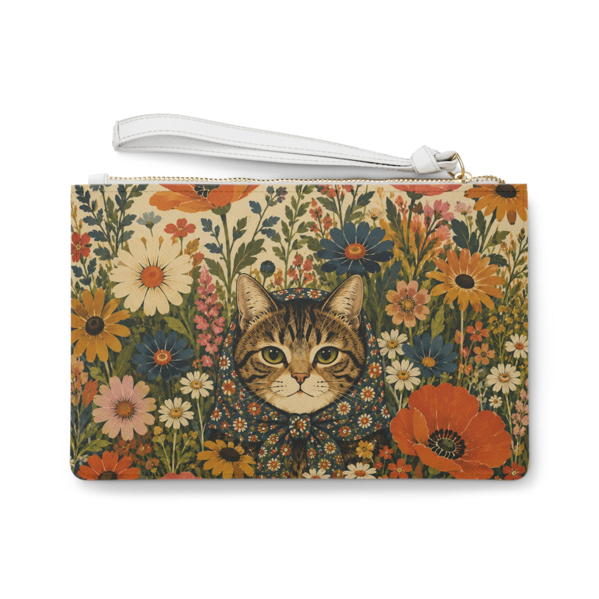 Babushka Cat Garden Peeper  Clutch Bag