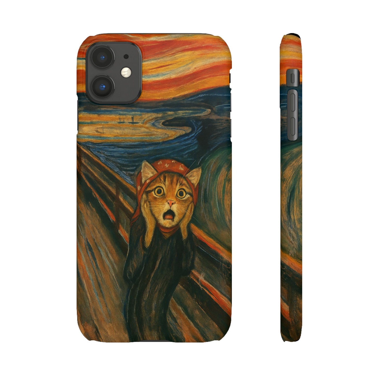 Babushka Cat x Edvard Munch The Scream Parody Art Snap Case