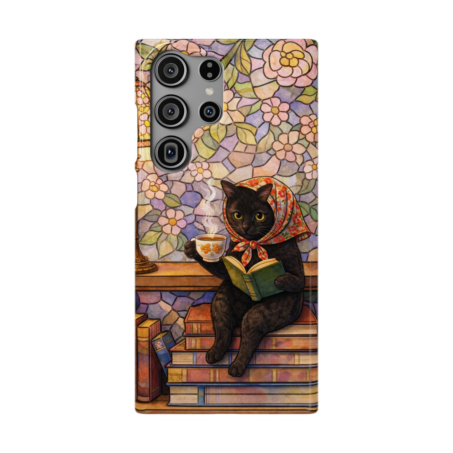 Babushka Cat Reads Artistic Literary Snap Phone Cases