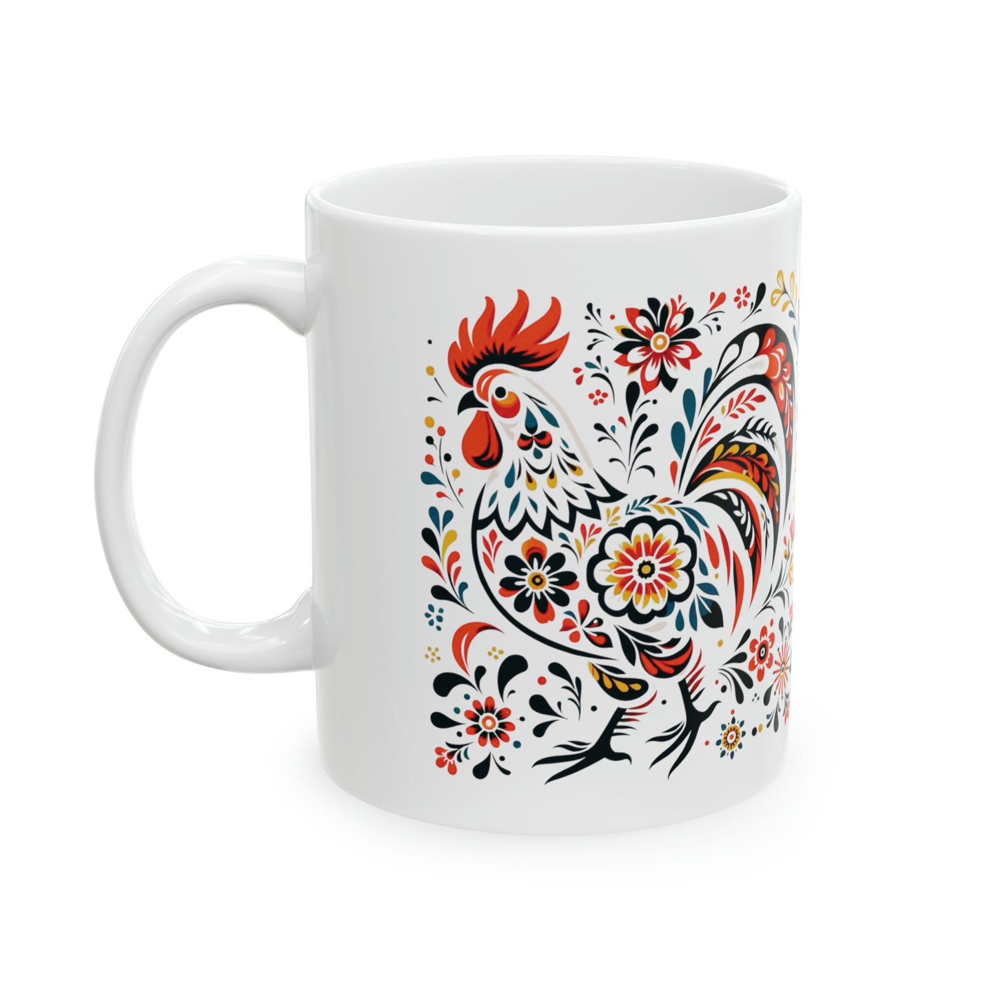 Polish Folk Art, Wycinanki Rooster Mug 11 oz.