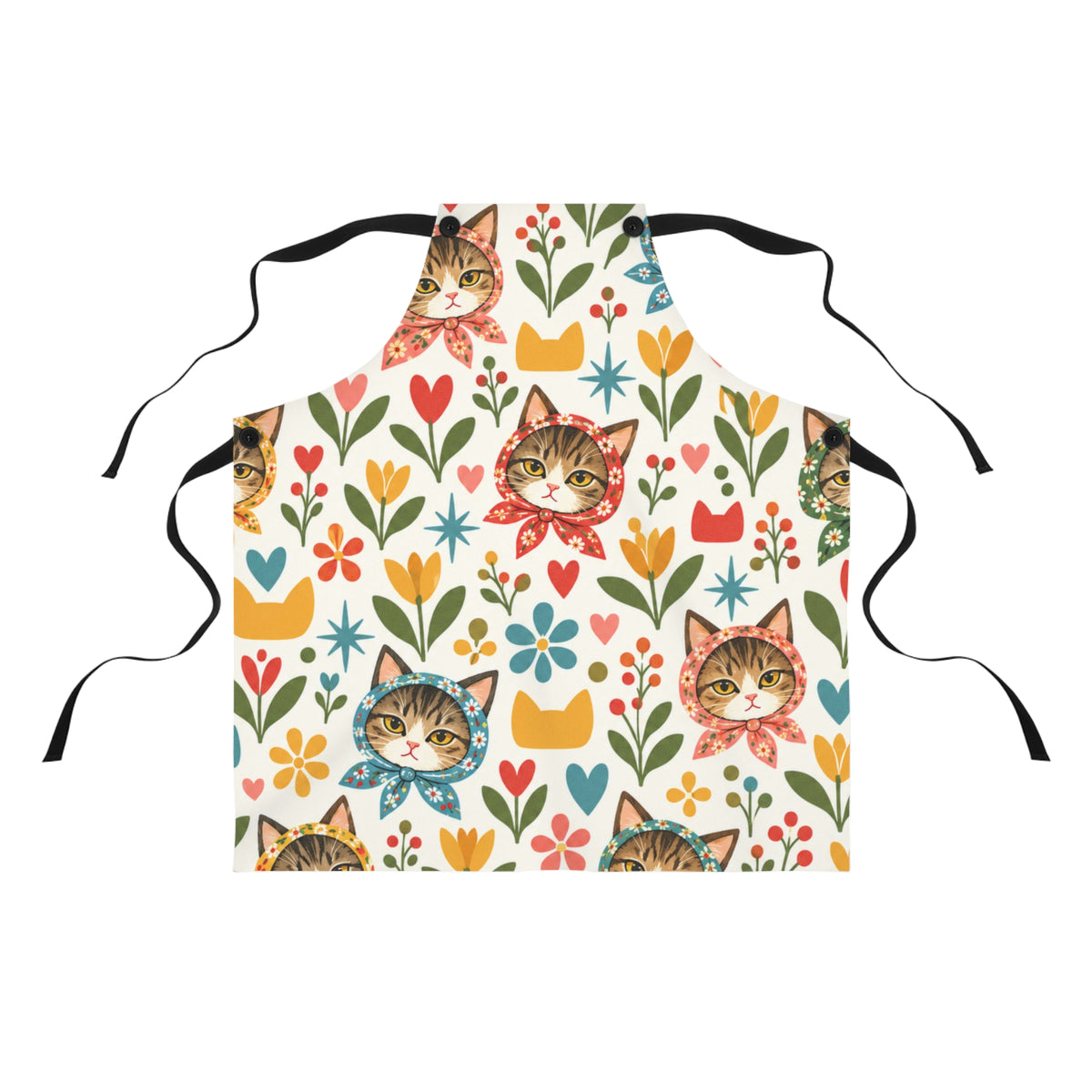 Babushka Cats Kitschy Cat Lover Apron (AOP)