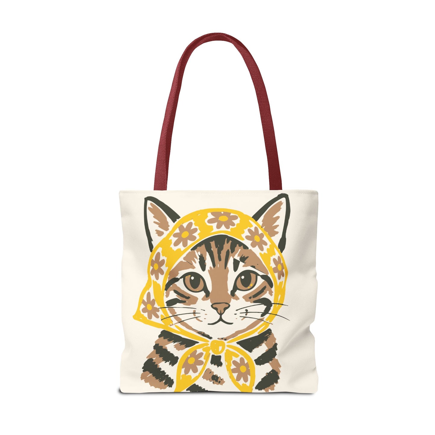 Babushka Cat, Tabby Cat Tote Bag (AOP)