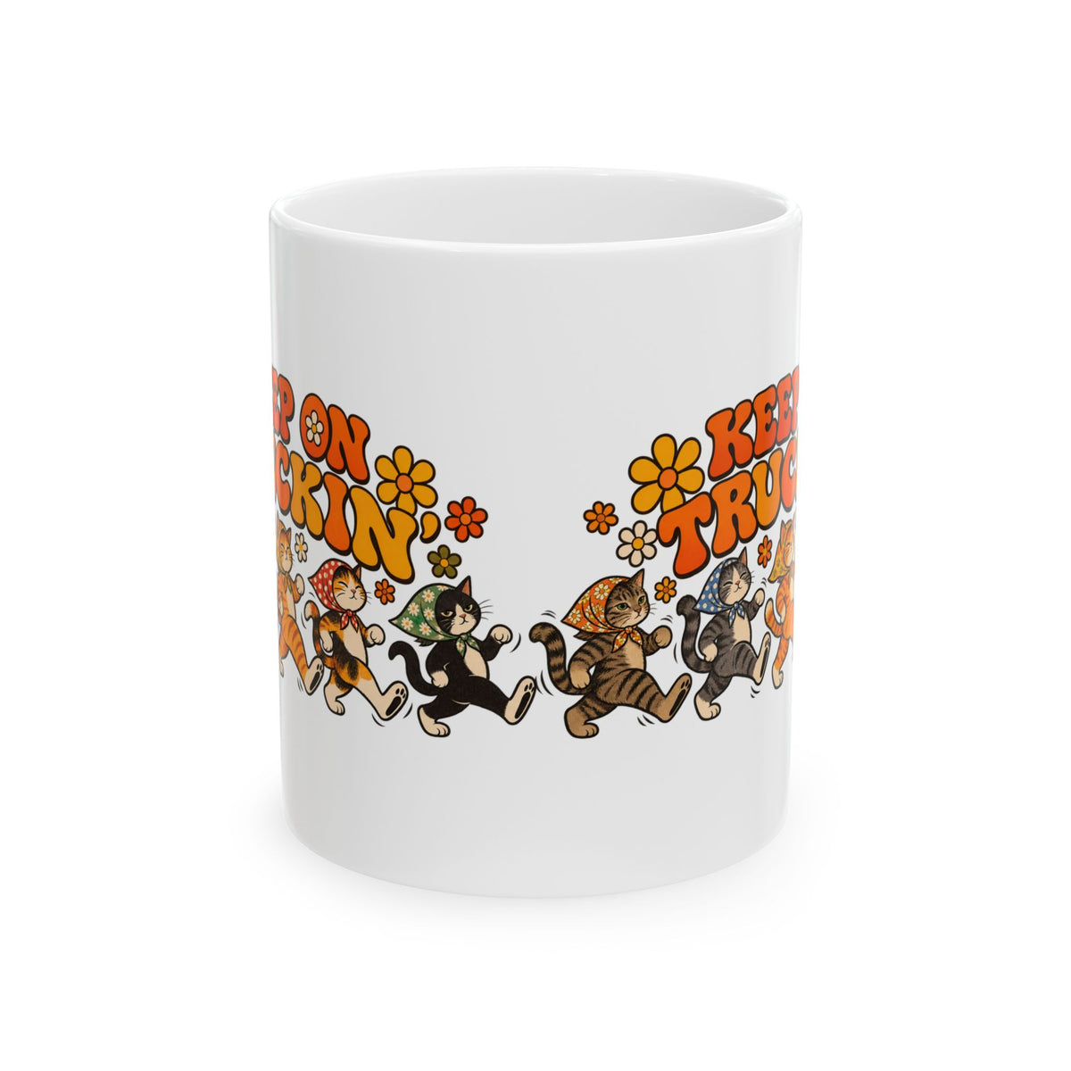Keep on Truckin' Babushka Cat Ceramic Mug (2 sizes)