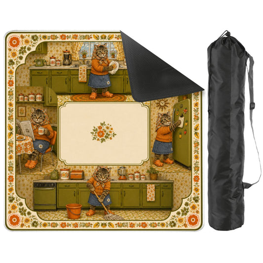 Babushka Cat 70's Kitchen Magic Mahjong Mat