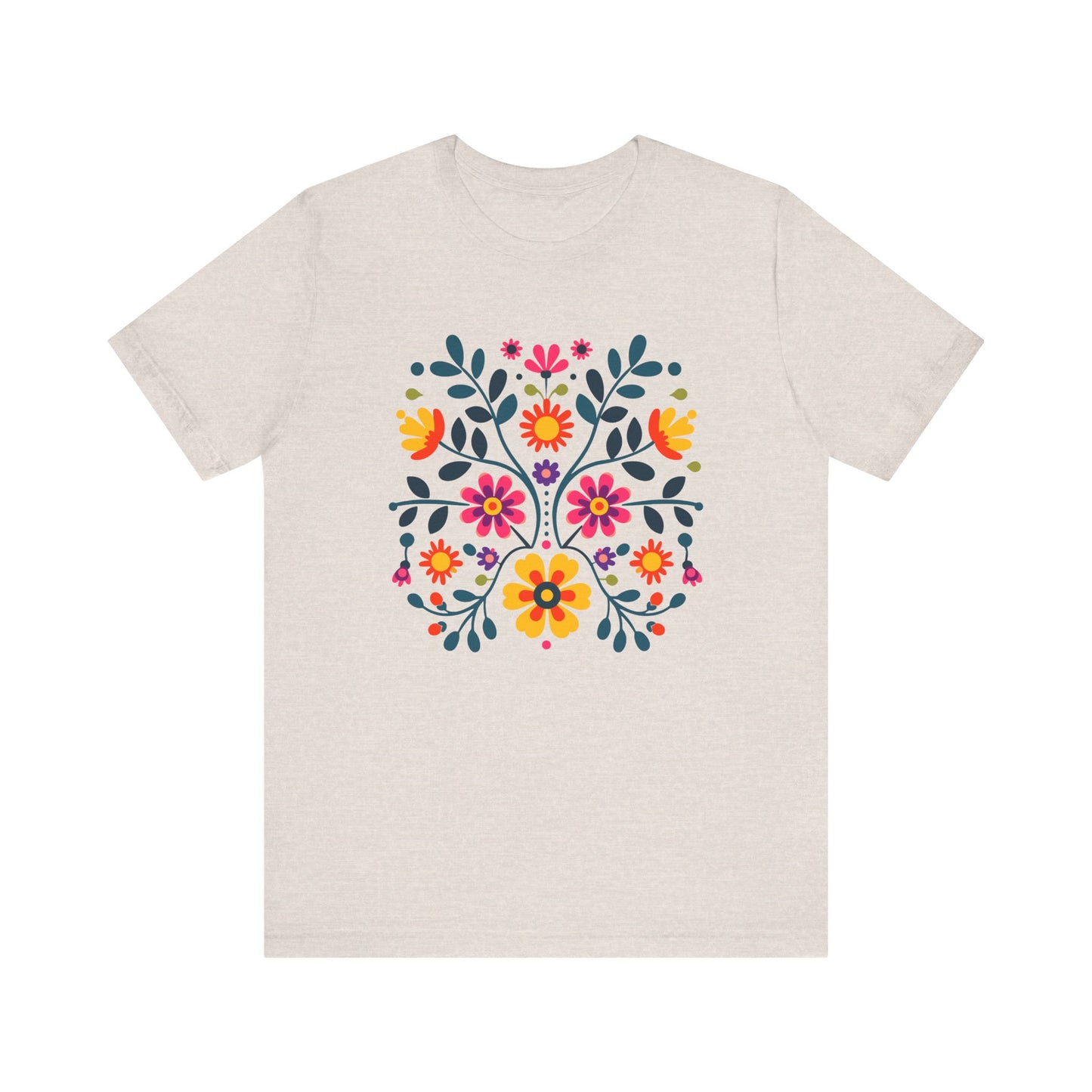 Folk Art Wycinanki Themey Crewneck  Tee - Polish Floral Lovers