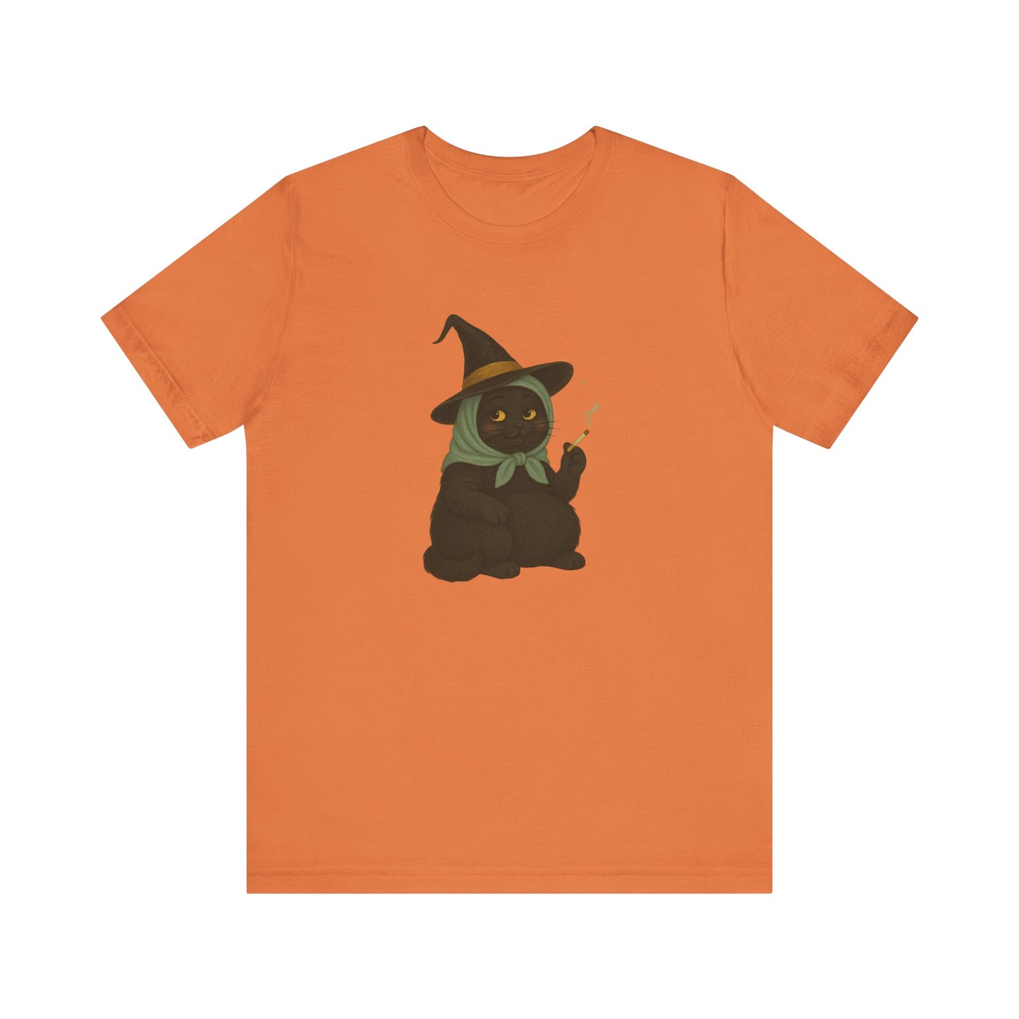 Babushka Black Witch Cat Unisex Tee, Halloween Apparel, Gift for Cat Lovers, Witchy Cat T-Shirt