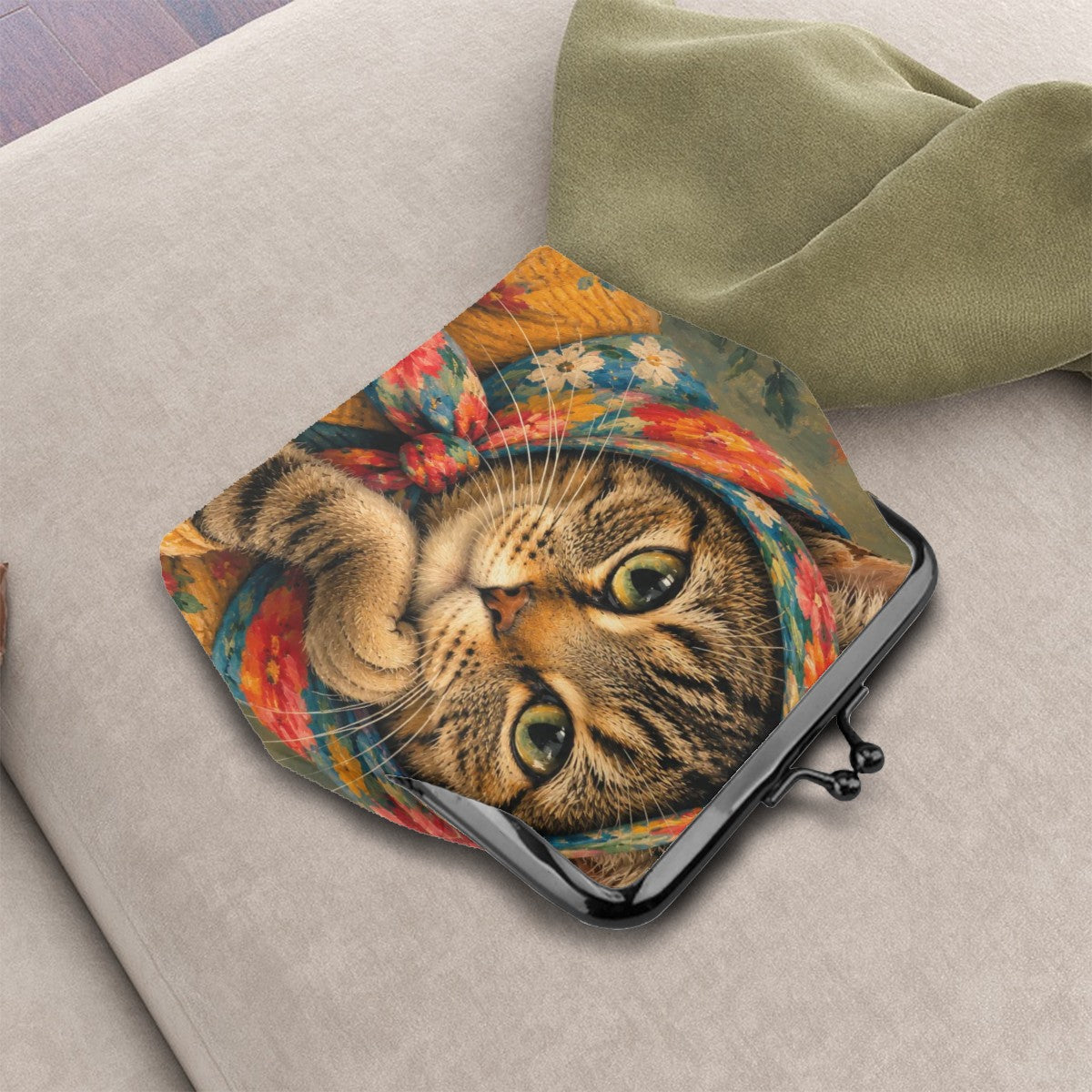 Babushka Cat Artsy Fartsy Lock Coin Purse portrait (1)
