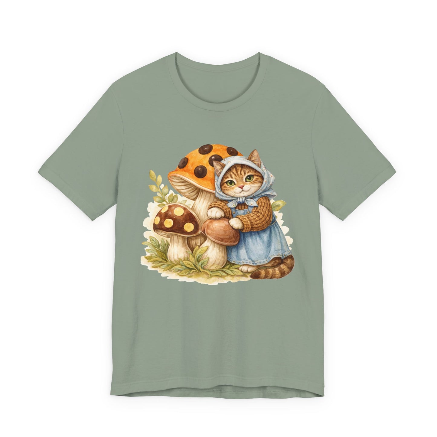 Babushka Cat Merry Mushroom Unisex Jersey Short Sleeve Tee