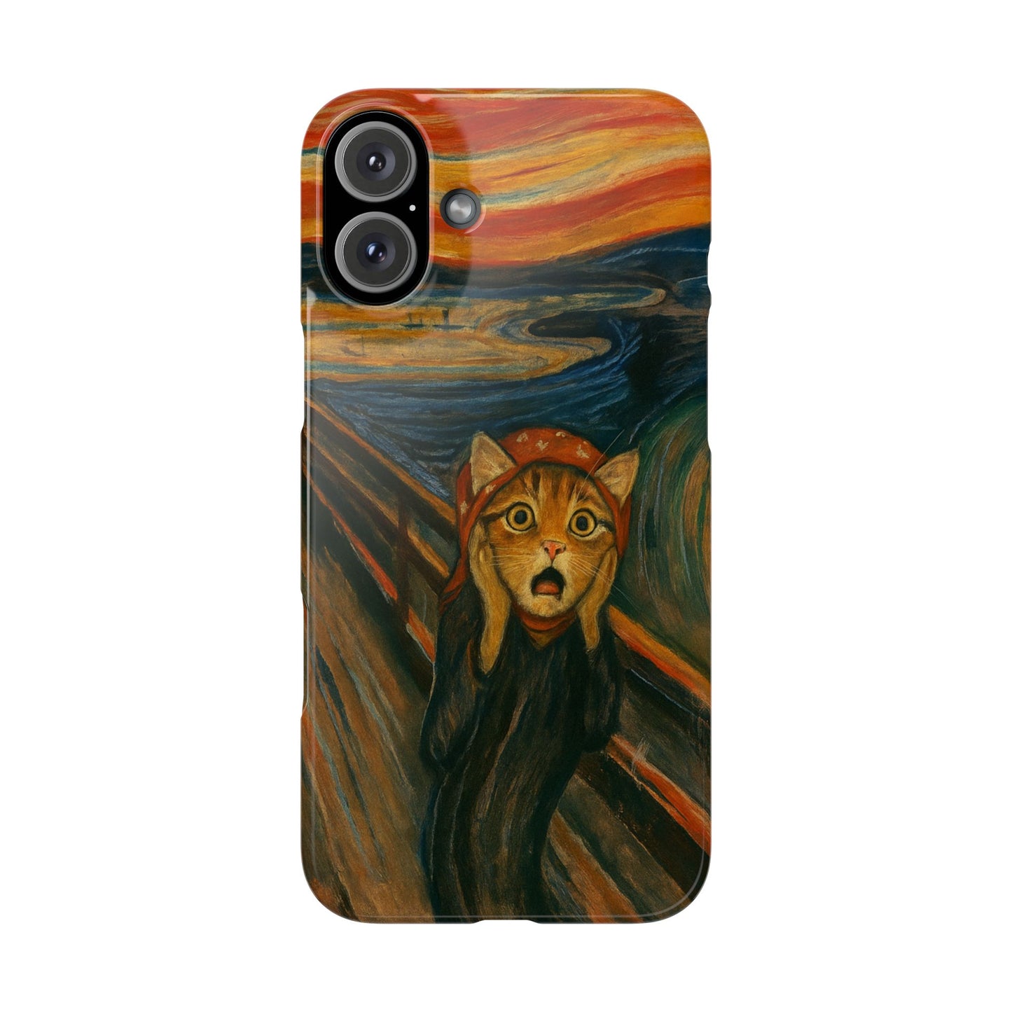 Babushka Cat x Edvard Munch The Scream Parody Art Snap Case